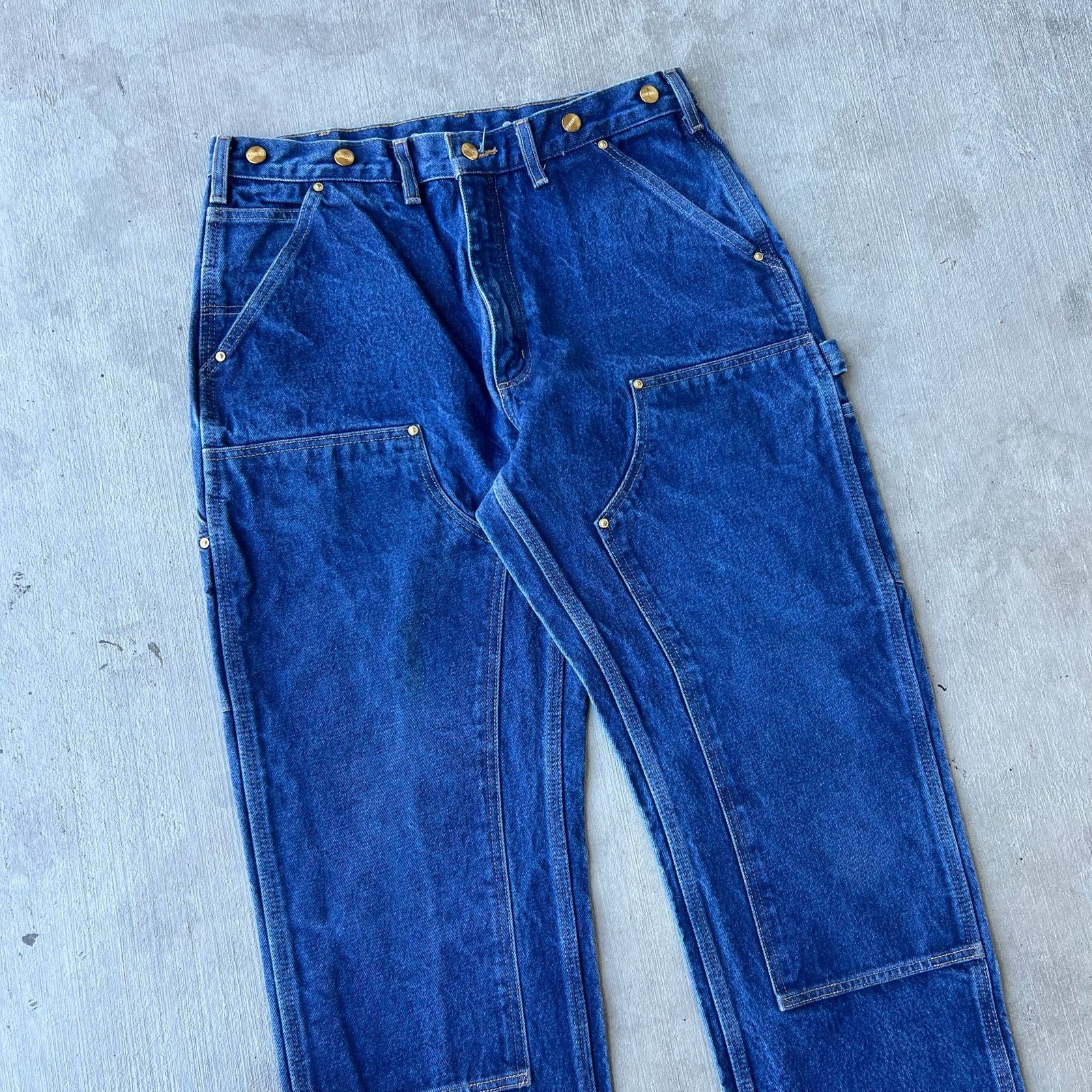 Carhartt × Vintage Carhartt denim blue jean double knee work carpenter pants Size US 33 - 2 Thumbnail