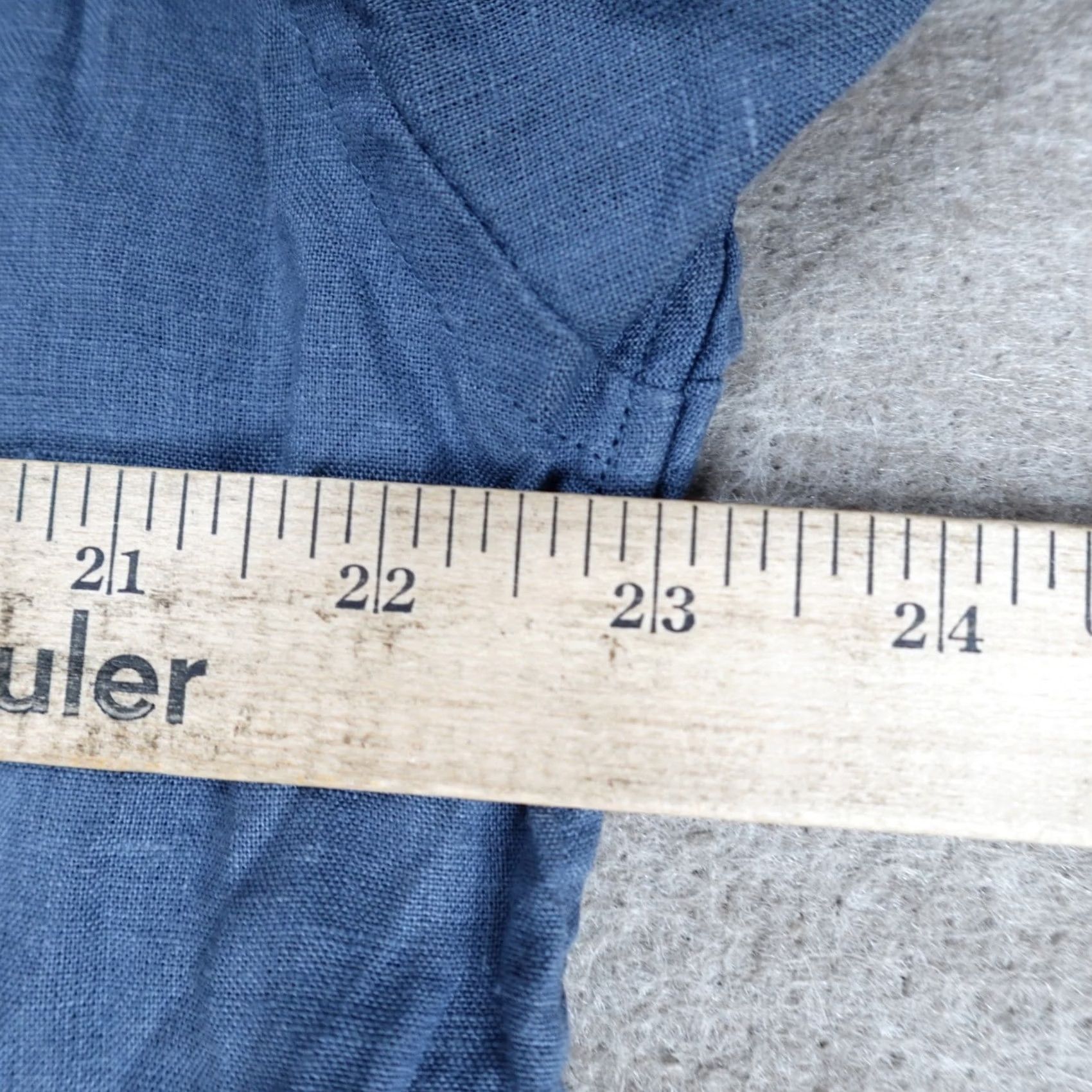 Muji MUJI Mens Shirt Large Blue Two Tone 100% Hemp Band Collar Long Sleeve Casual Button Size US L / EU 52-54 / 3 - 2 Thumbnail