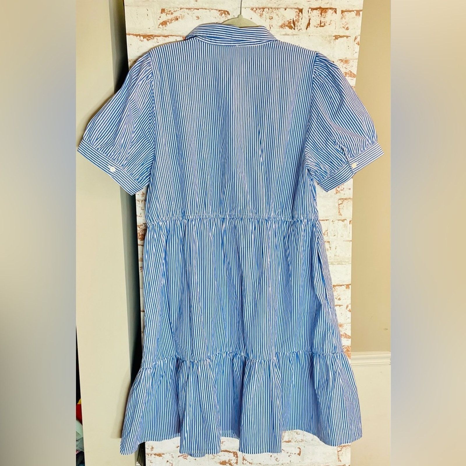 J.Crew NWT J. Crew Blue and White Striped Smocked Dress Size XL / US 12-14 / IT 48-50 - 2 Thumbnail