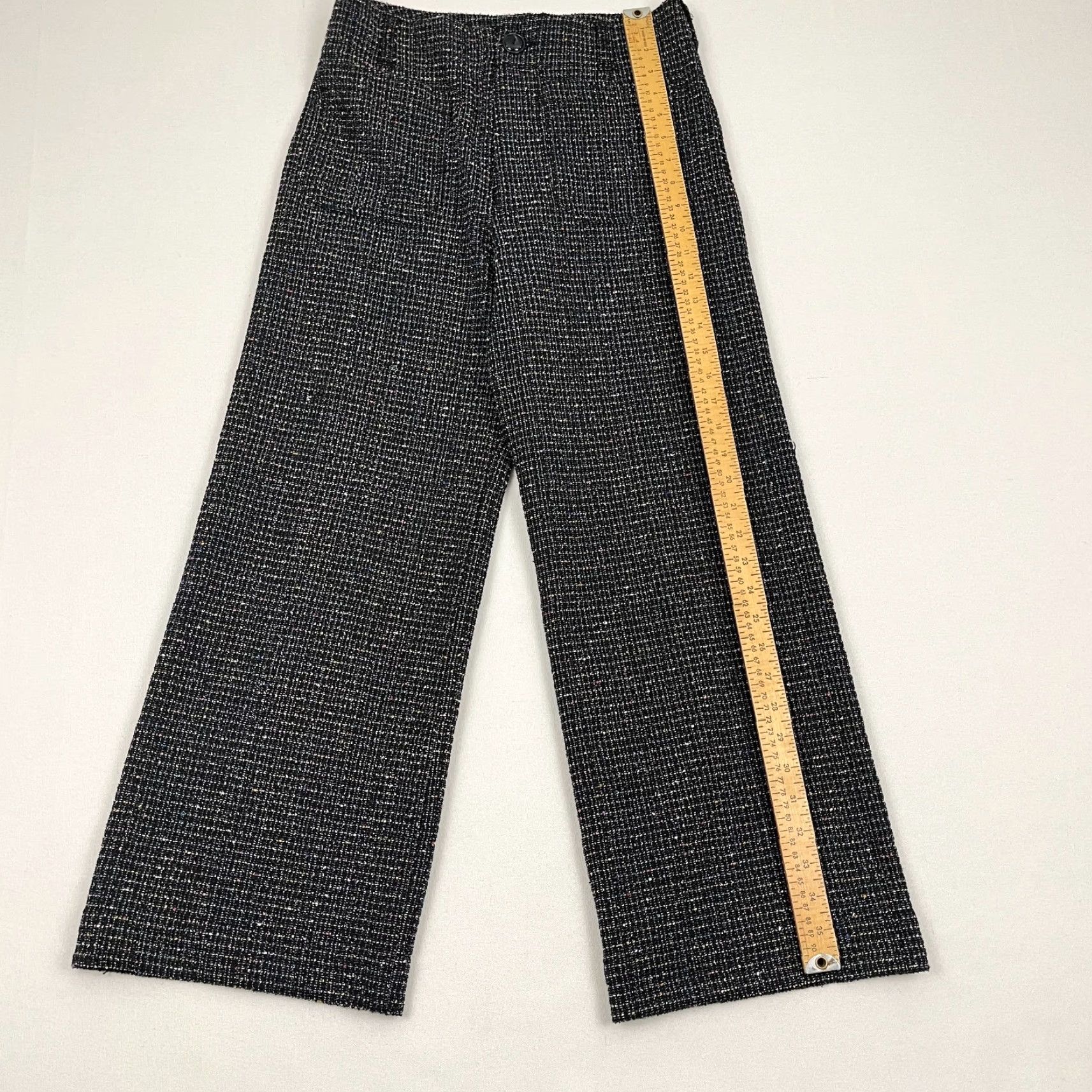 Anthropologie Maeve The Colette Pants Cropped Wide-Leg Tweed Black 27 Anthropologie Dress Pants? Size 27" / US 4 / IT 40 - 4 Thumbnail