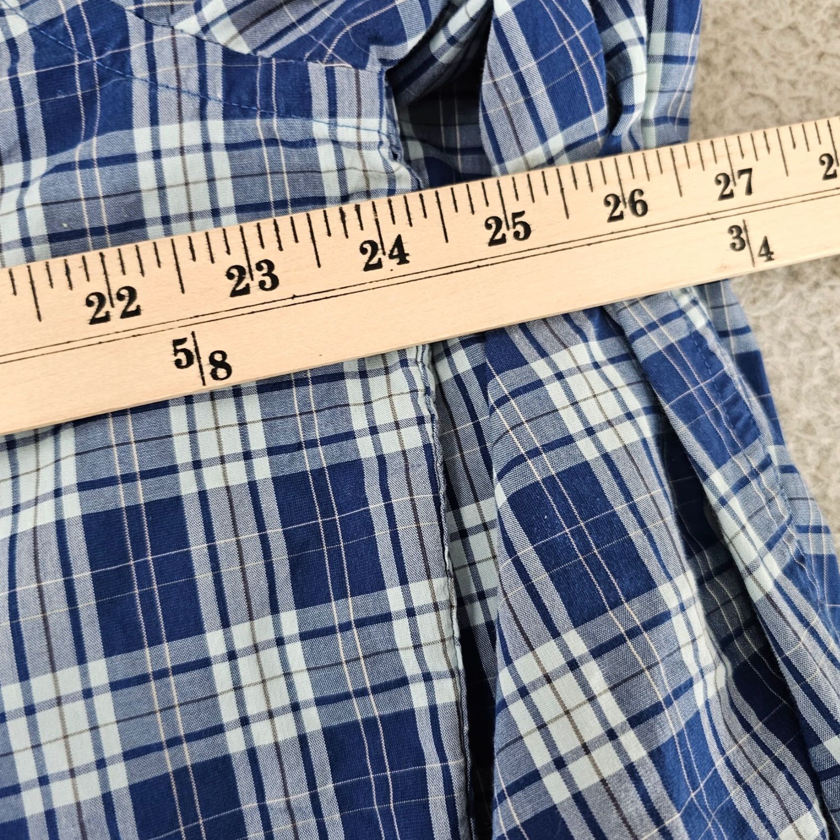 Nordstrom Nordstrom Dress Shirt Mens Size Extra Large Blue Check Tech Smart Woven Oxford Size 46R - 6 Thumbnail