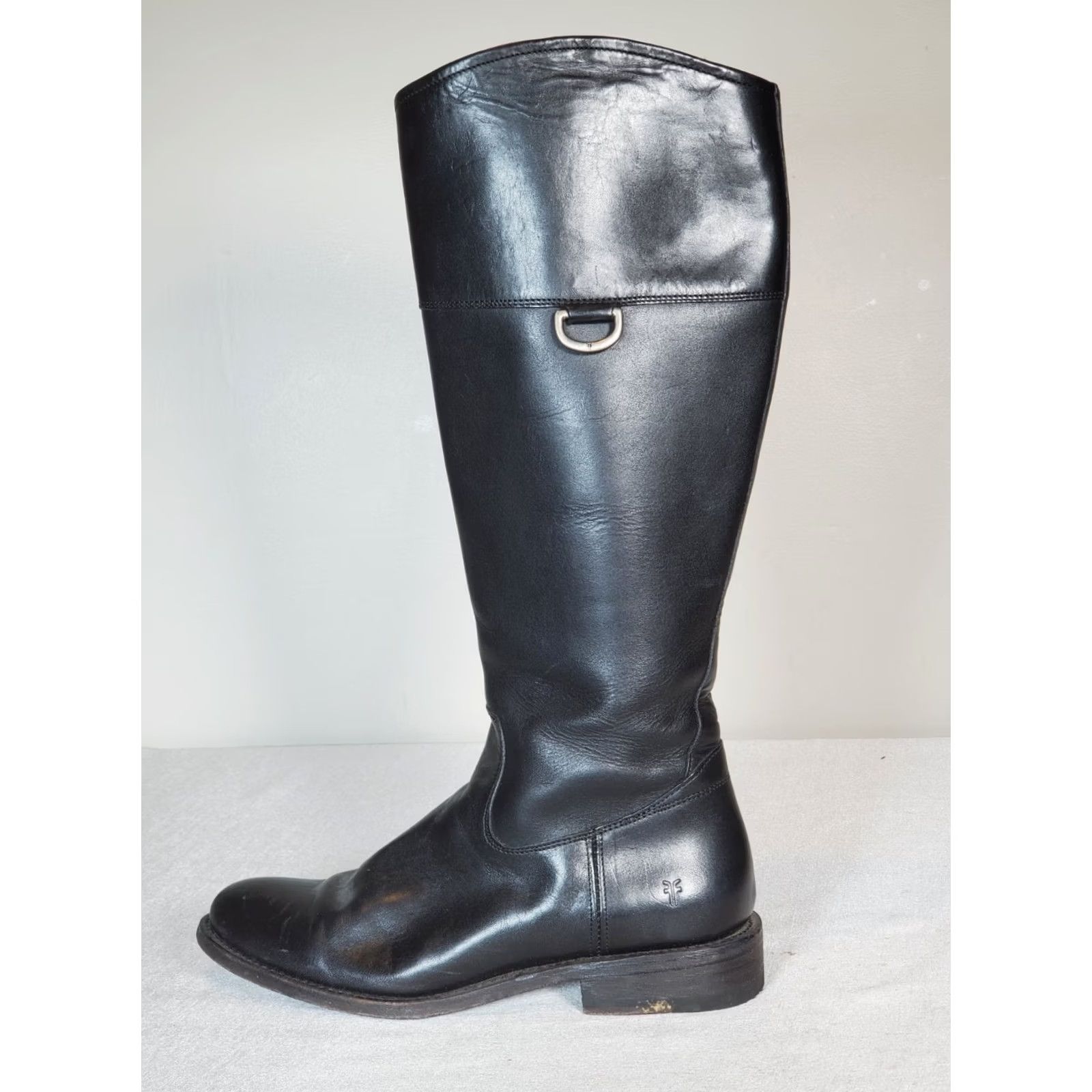 Frye FRYE Jayden D Ring Black Leather Tall Zip Riding Boots Women 8 B Knee High Block Heel Leather Lining Vintage: No Size US 8 / IT 38 - 5 Thumbnail