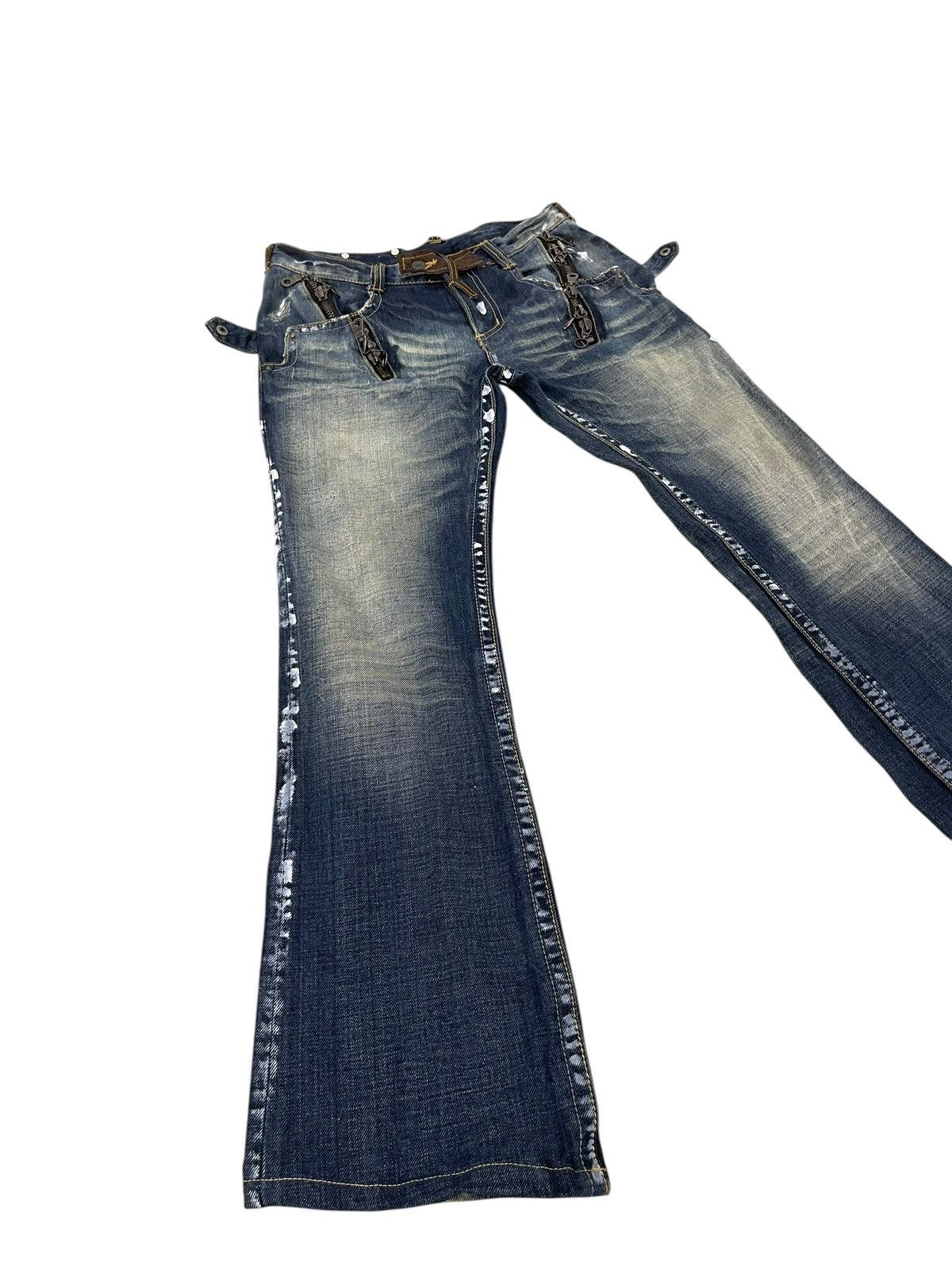 Japanese Brand Flare Jeans Semantic Design Faded Boot Cut 1🟦8 Size US 32 / EU 48 - 1 Thumbnail