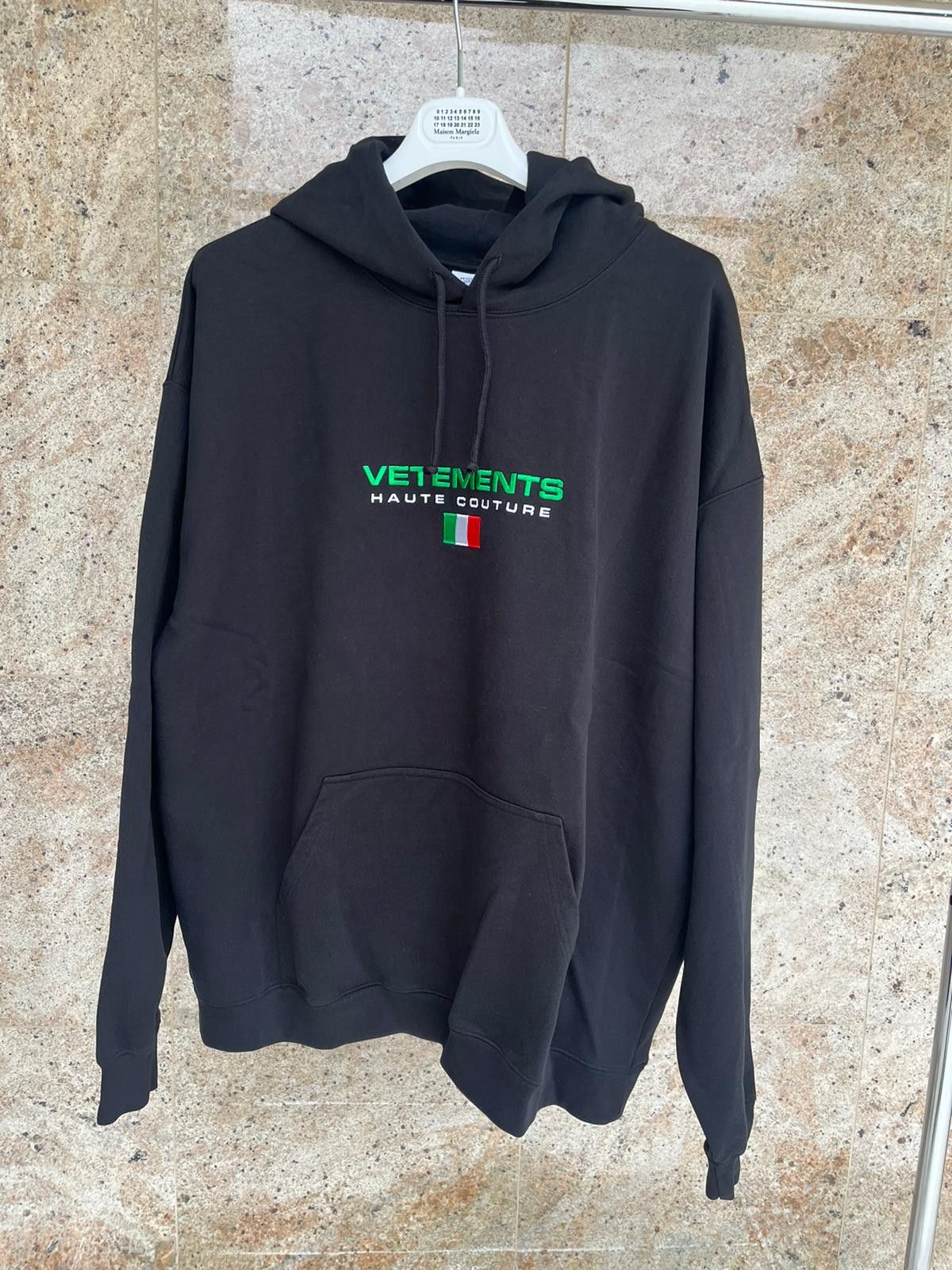 Vetements Haute Couture Logo Italy Embroidered Hoodie in Black | Grailed