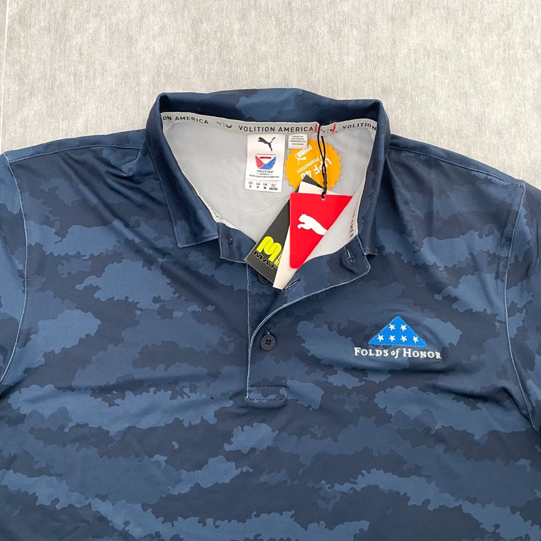 Puma PUMA Polo Shirt Adult Small Blue Camo Volition America Logo Mens S Blue Polo Shirt Camo Volition America Logo Mens S NEW Size US S / EU 44-46 / 1 - 3 Thumbnail