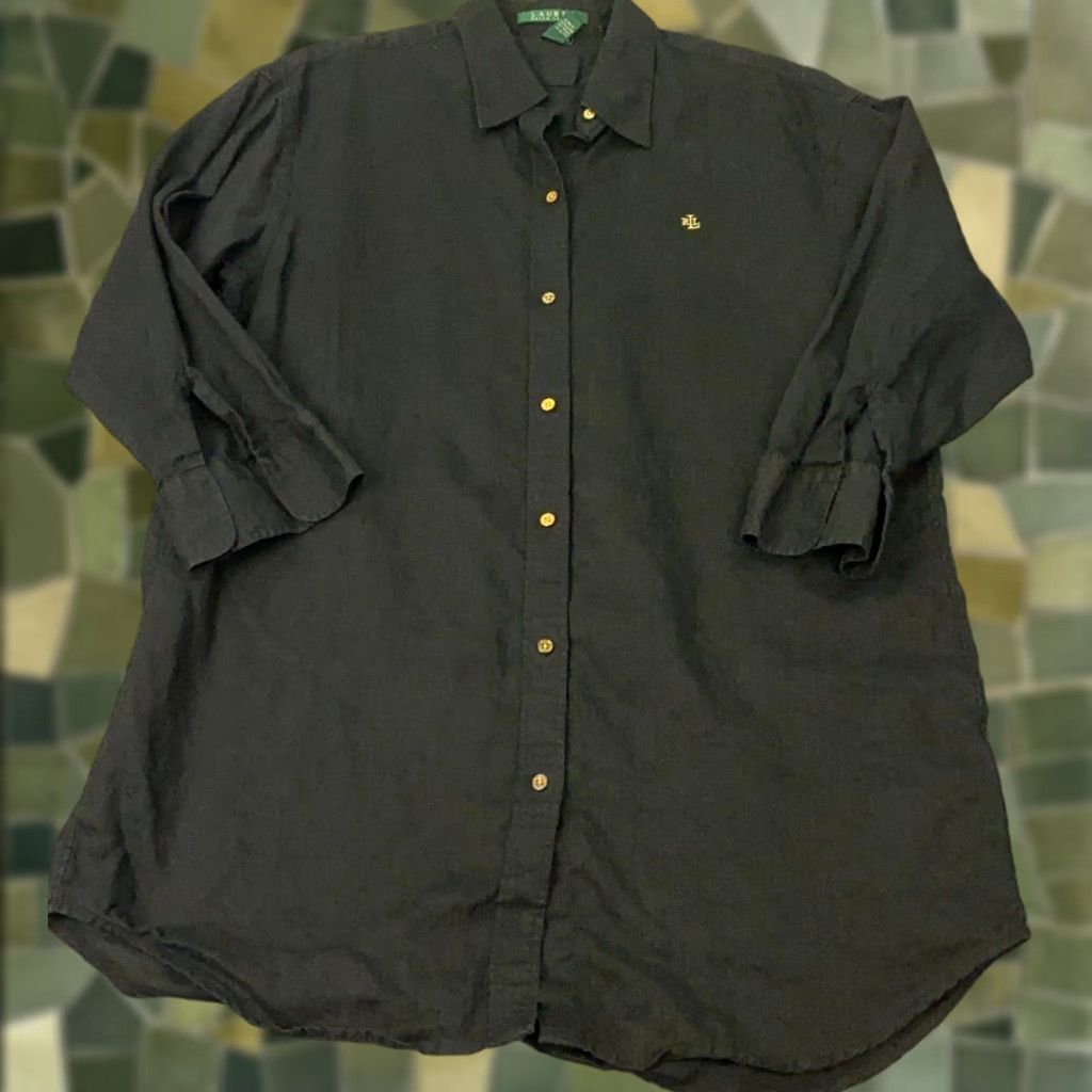 Ralph Lauren Ralph Lauren LRL Shirt Womens Linen Medium Black 3/4 Sleeve Blouse Top Size M / US 6-8 / IT 42-44 - 1 Thumbnail