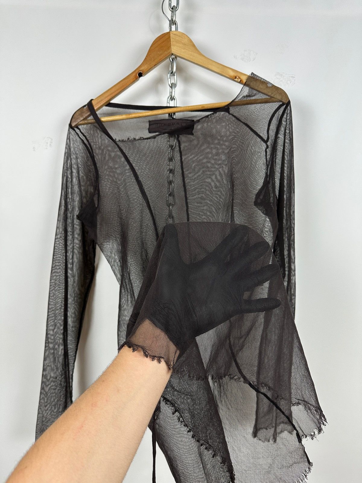 Rundholz Rundholz Brown Asymmetrical Sheer Mesh Long Sleeve Top Size S / US 4 / IT 40 - 15 Thumbnail