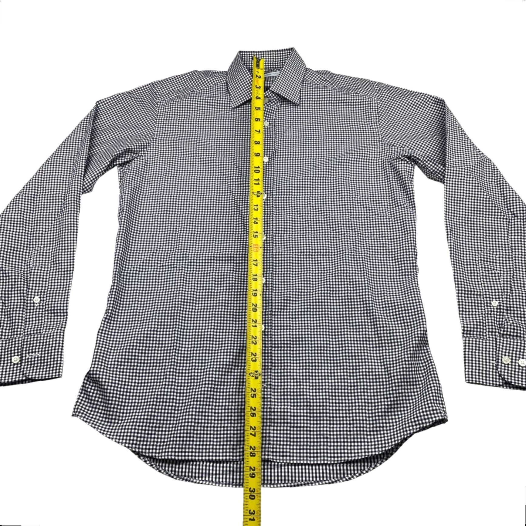 Etro ETRO Dress Shirt Men 100% Cotton Navy White Gingham Check Long Sleeve Italy Size 39 Mens Size 40R - 4 Thumbnail