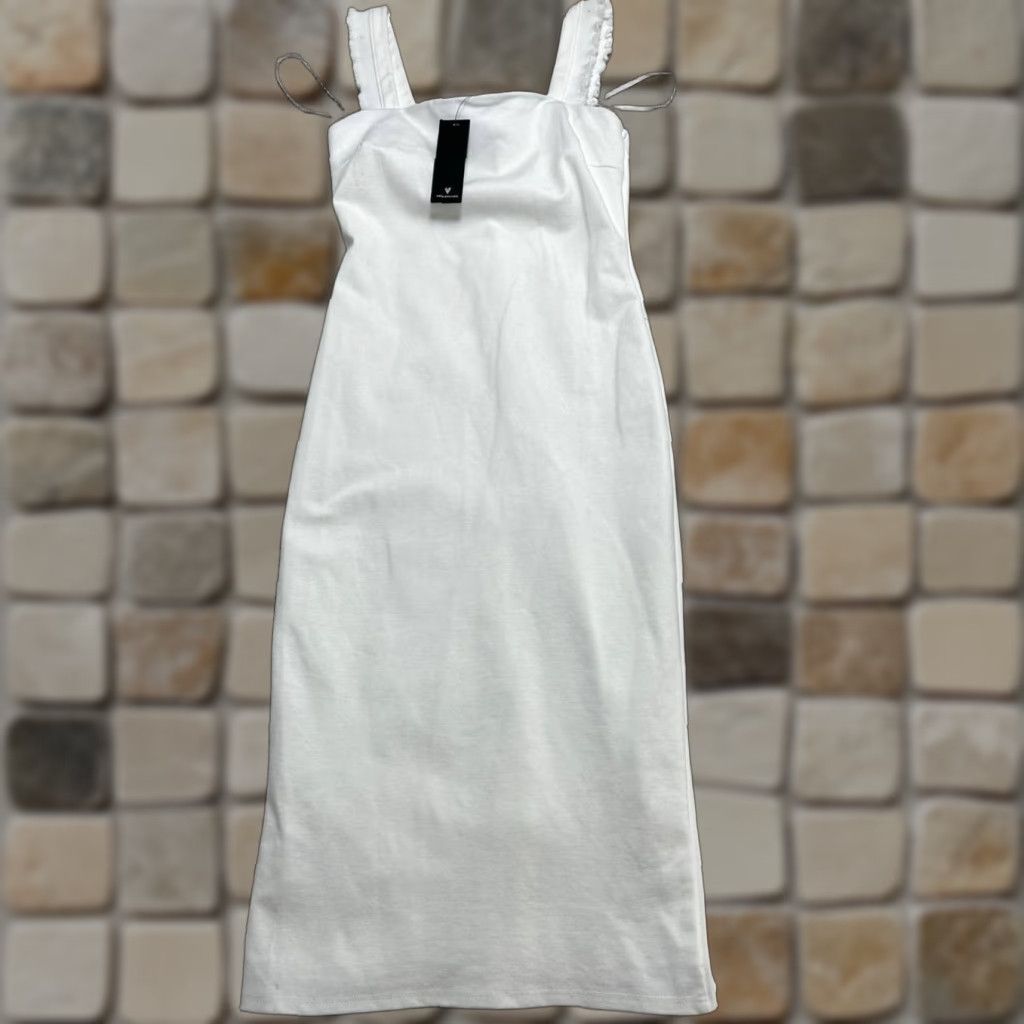 Lulus Lulus Bodycon Midi Dress Womens XS White Stretch Knit Square Neck Shirt? Size XS / US 0-2 / IT 36-38 - 1 Thumbnail