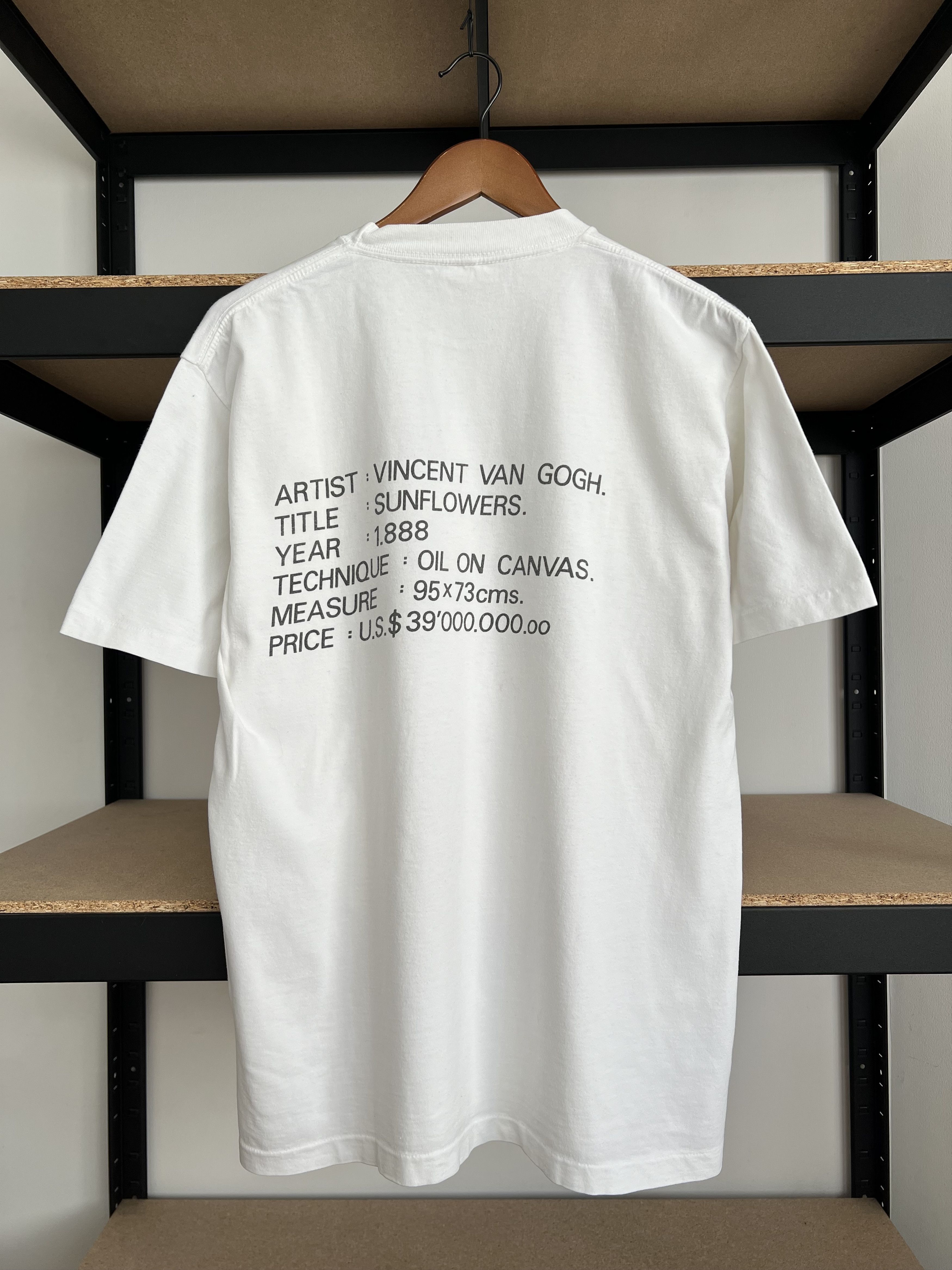 Arts & Science Vintage 90s Vincent van Gogh Sunflowers 1888 White T-shirt Size US L / EU 52-54 / 3 - 2 Thumbnail