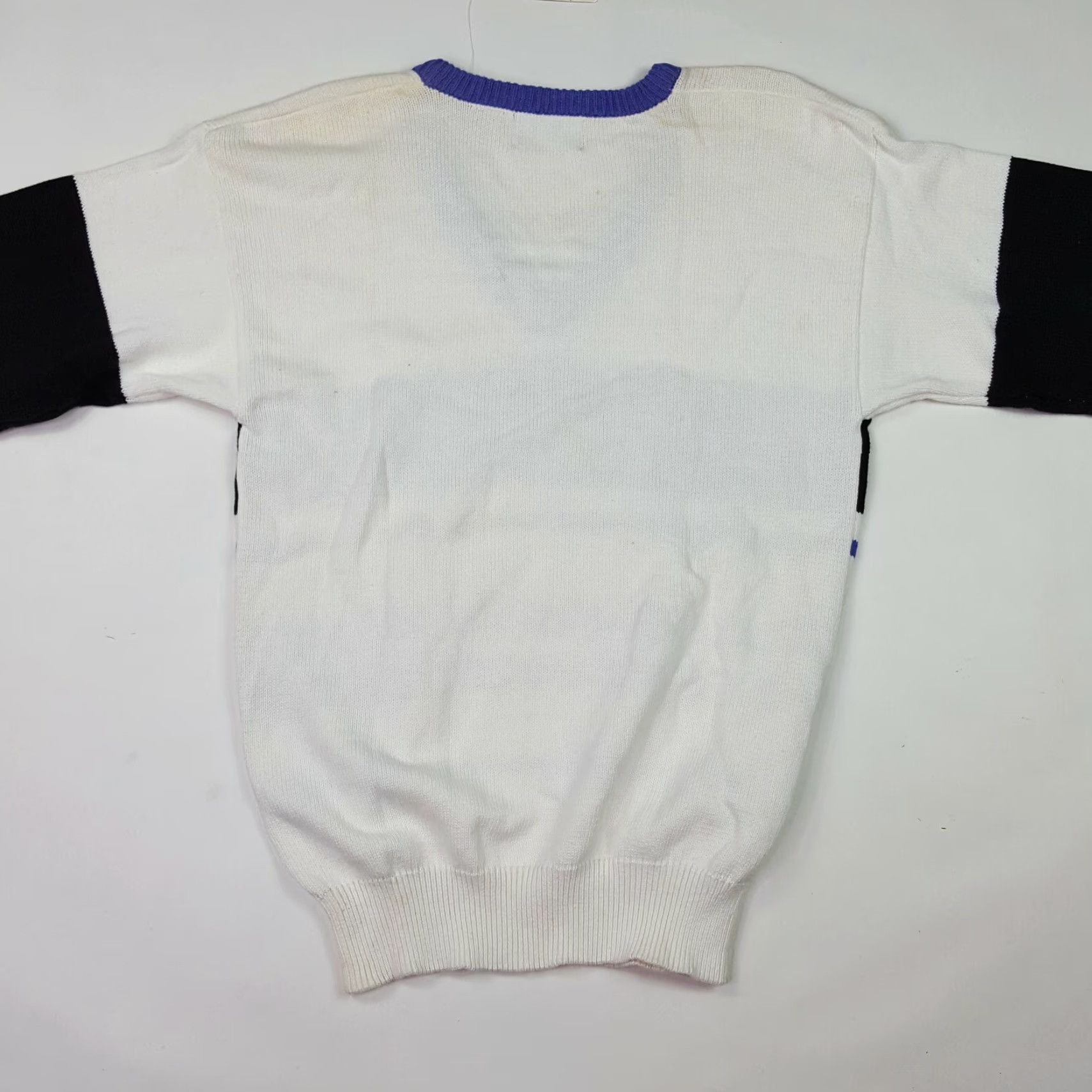 Hogan VINTAGE Hogan V-Neck Striped Knit Pullover Sweater - Women's Medium - White - 90s 80s Retro Casual Fashion Row Size M / US 6-8 / IT 42-44 - 7 Thumbnail