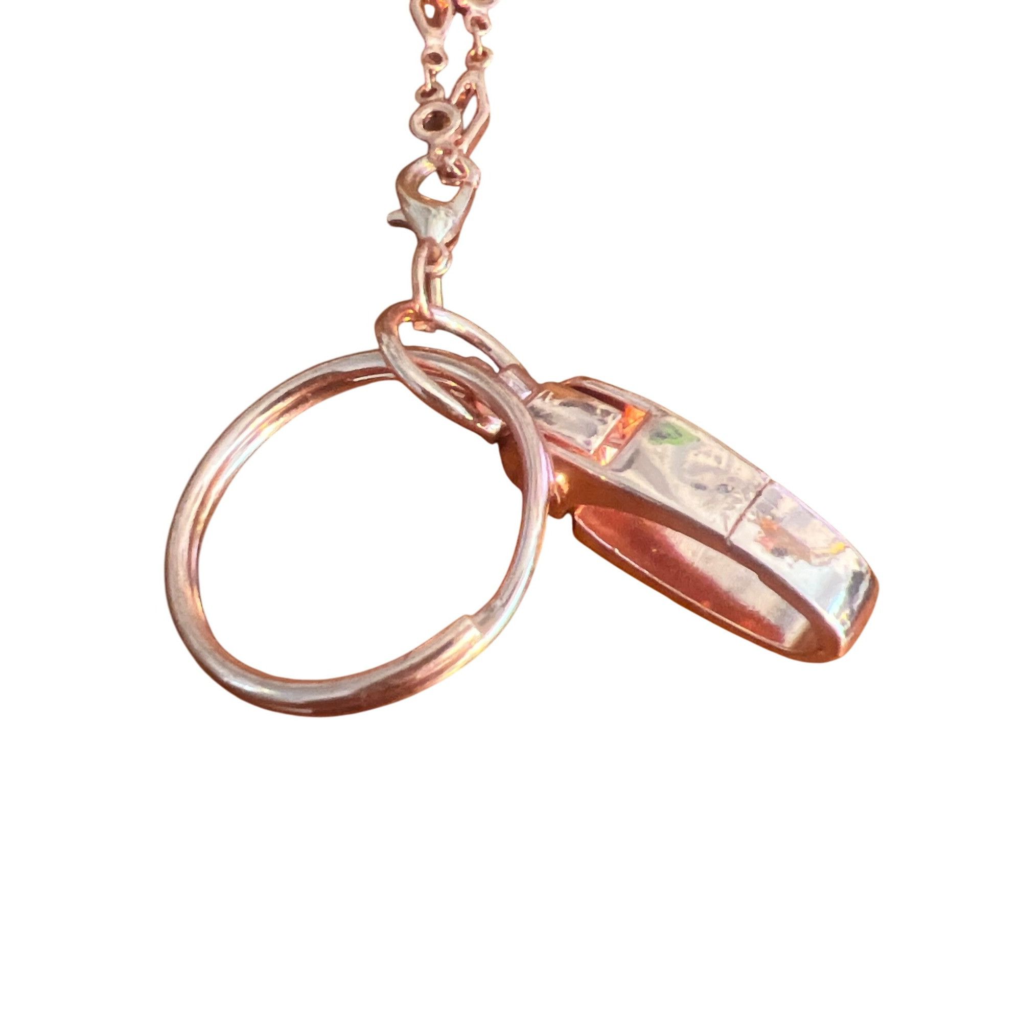 Other Rose Gold Tone Chain Link Necklace Badge Name Tag Holder Lob Size ONE SIZE - 2 Thumbnail