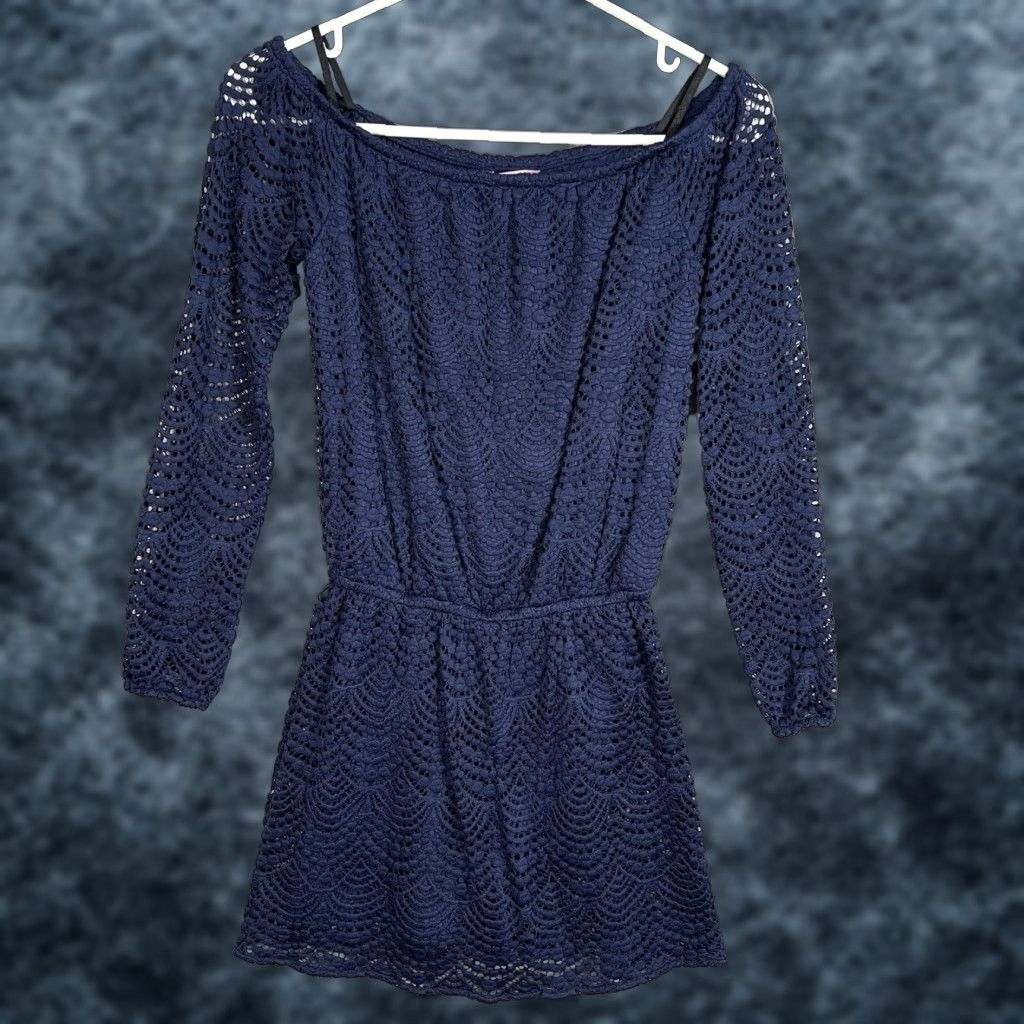 Lilly Pulitzer Lilly Pulitzer Romper Skort Adult Womens XXS Blue Lace Scalloped Shell 3/4 Sleeve Womens Size 24" / US 00 / IT 34 - 1 Thumbnail
