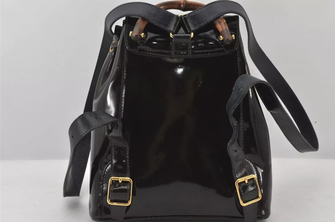 Gucci GUCCI Vintage Bamboo Drawstring Backpack Enamel Brown Size ONE SIZE - 3 Thumbnail