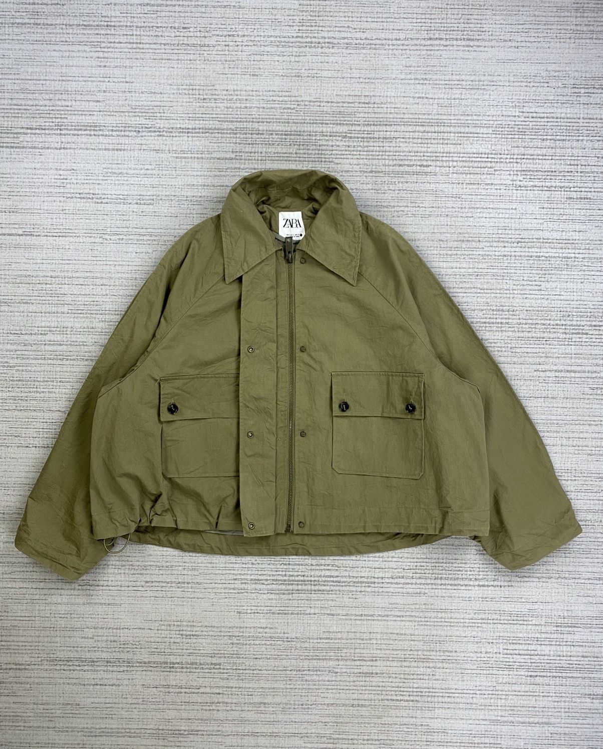 Japanese Brand × Vintage × Zara Vintage ZARA Olive Green Military Style Baggy Jacket Size US M / EU 48-50 / 2 - 6 Thumbnail