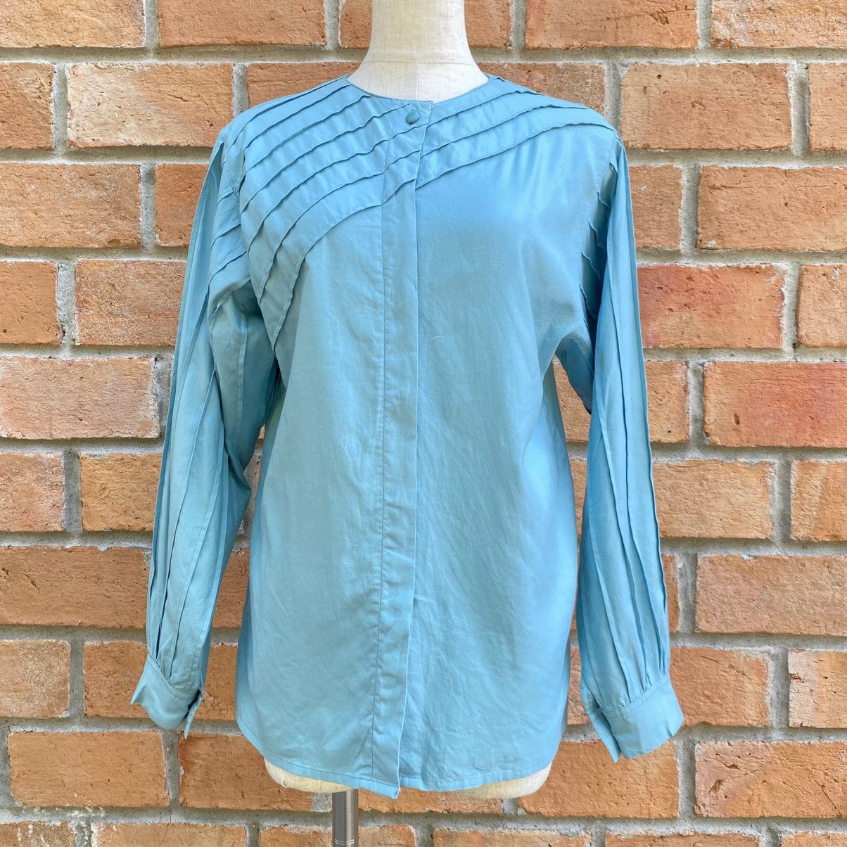 Dior Christian Dior Light Blue Button Cuff Blouse Size M / US 6-8 / IT 42-44 - 1 Thumbnail