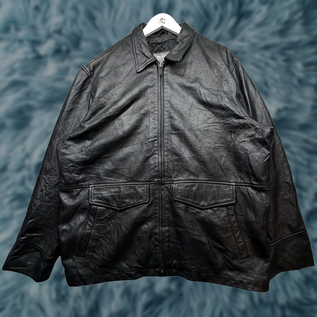 Vintage Wilsons Leather Full Zip Overcoat Black XL Pockets Quilt Lined Coat Mens Size US XL / EU 56 / 4 - 1 Thumbnail