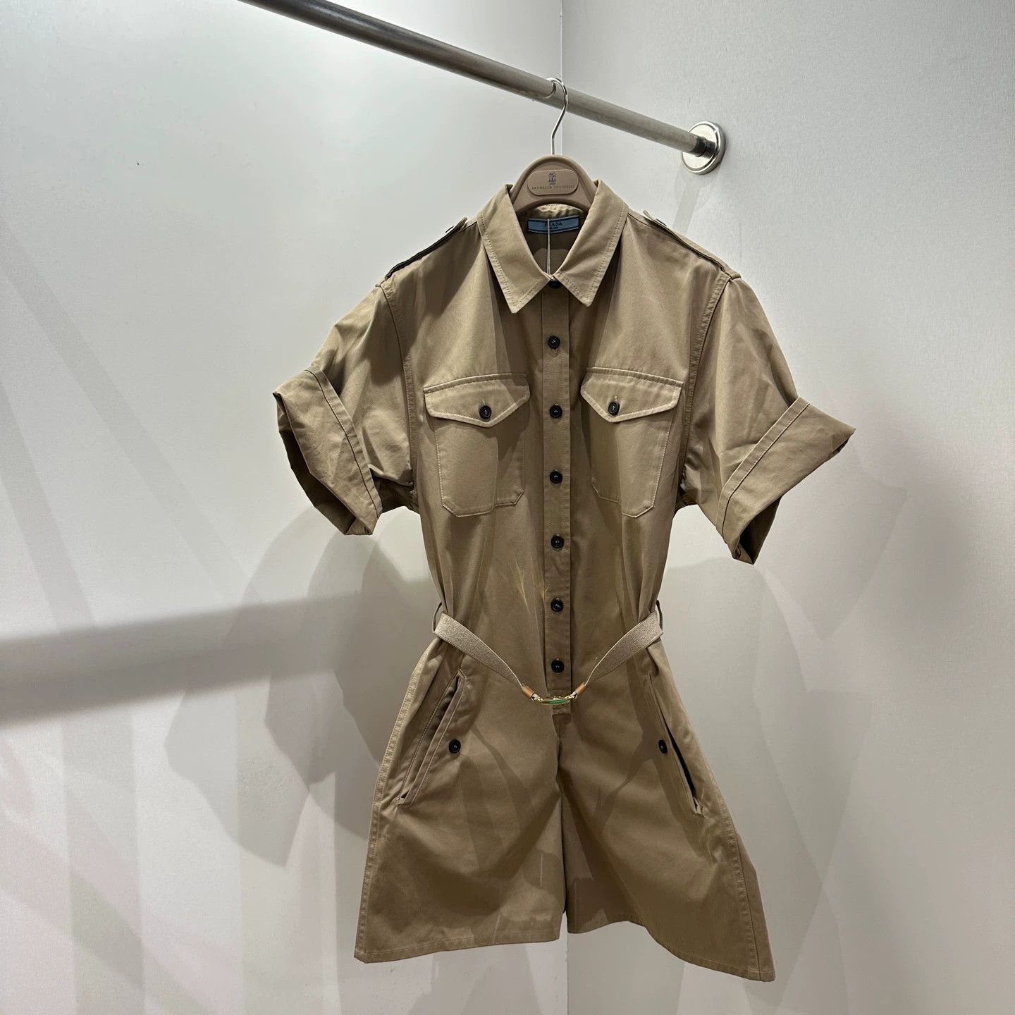 Prada Prada 24SS short-sleeve belted jumpsuit mar578 36 cotton Size 25" / US 0 / IT 36 - 1 Thumbnail