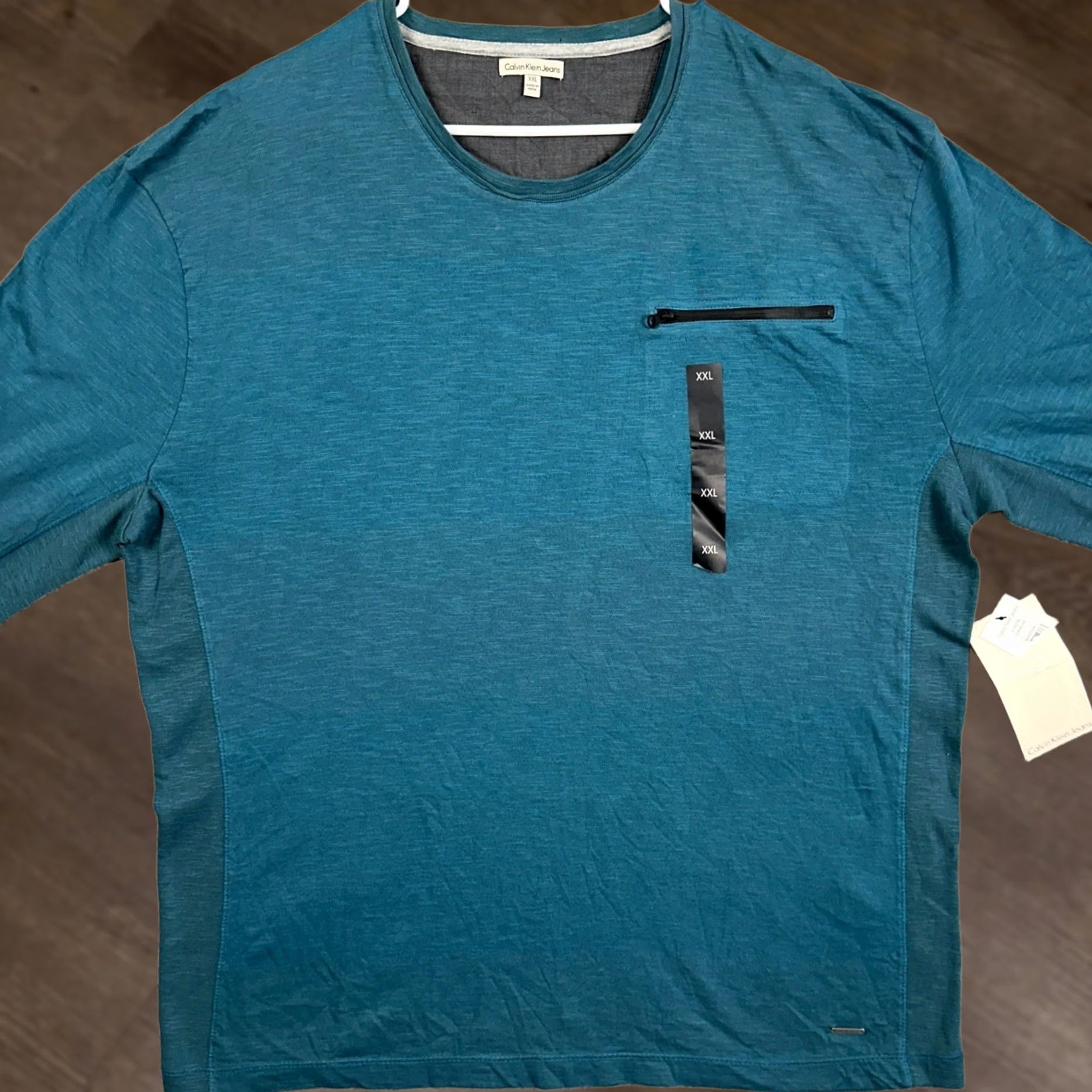 Calvin Klein Calvin Klein Jeans T-Shirt Long Sleeve Tee Men 2XL Teal Crewneck Long Sleeve NEW Size US XXL / EU 58 / 5 - 1 Thumbnail