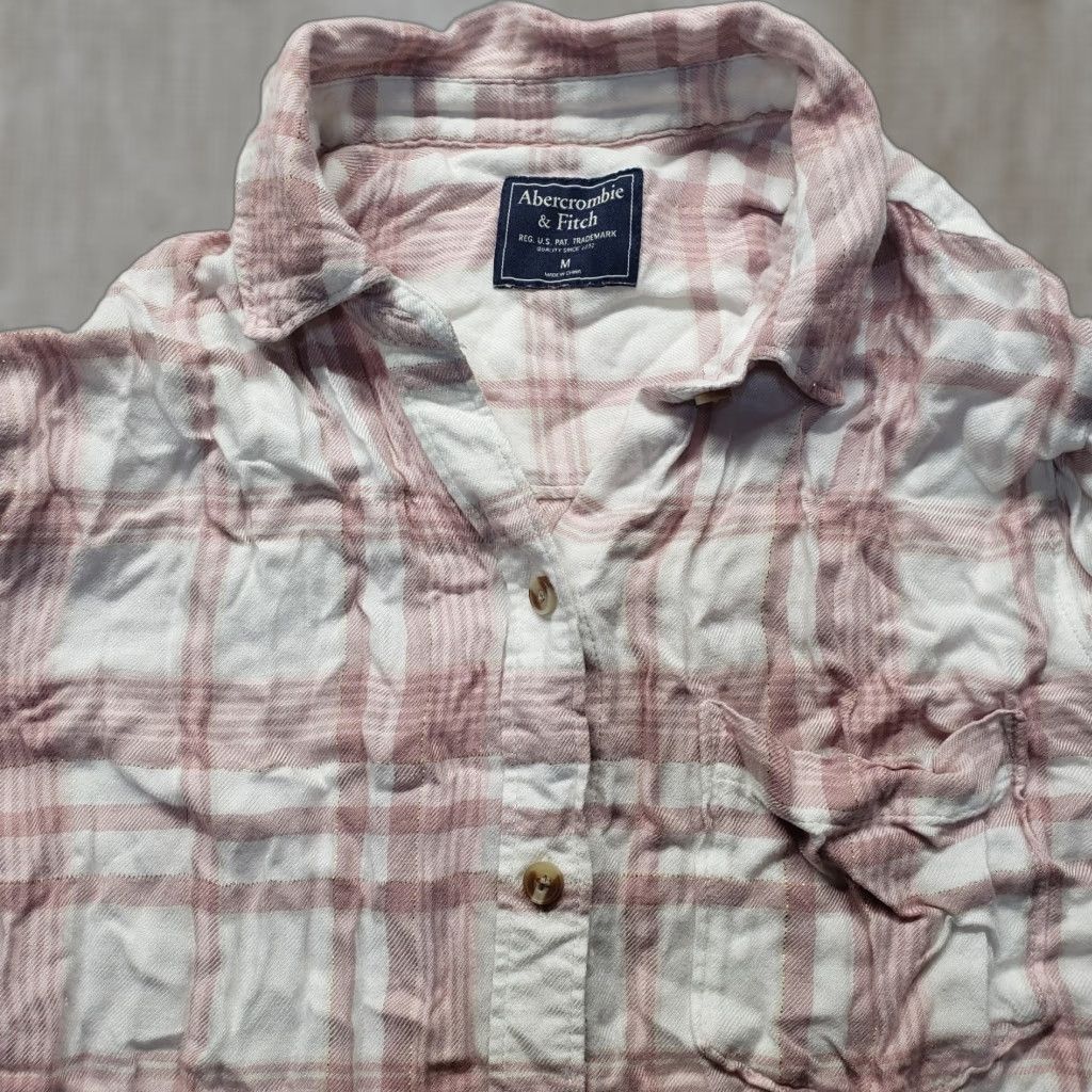 Abercrombie & Fitch Abercrombie & Fitch Shirt Pink Plaid Button-Up Long Sleeve Women M Medium Ladies Casual Shirt Size M / US 6-8 / IT 42-44 - 1 Thumbnail