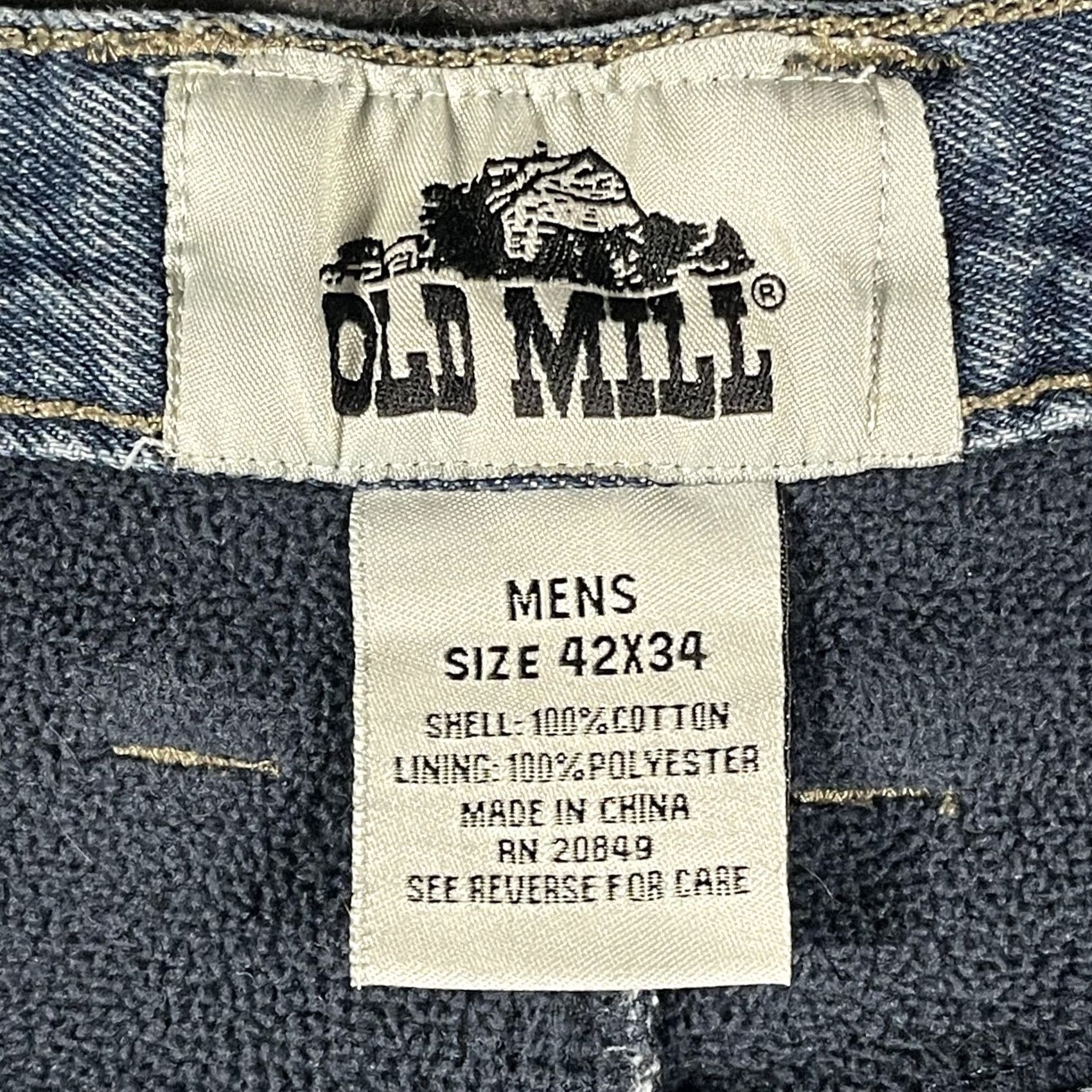 Denime Old Mill Jeans Mens 42x34 Blue Fleece Lined Warm Denim Straight Leg 5-Pocket Size US 42 / EU 58 - 5 Thumbnail