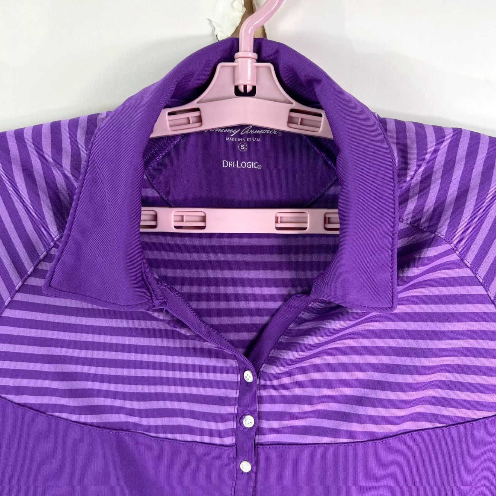 Vintage Tommy Armour Polo Shirt Striped Golf Purple Womens Size S Short Sleeve Pullover Collared Breathable Dri-Logic Moisture Wicking Size S / US 4 / IT 40 - 3 Thumbnail