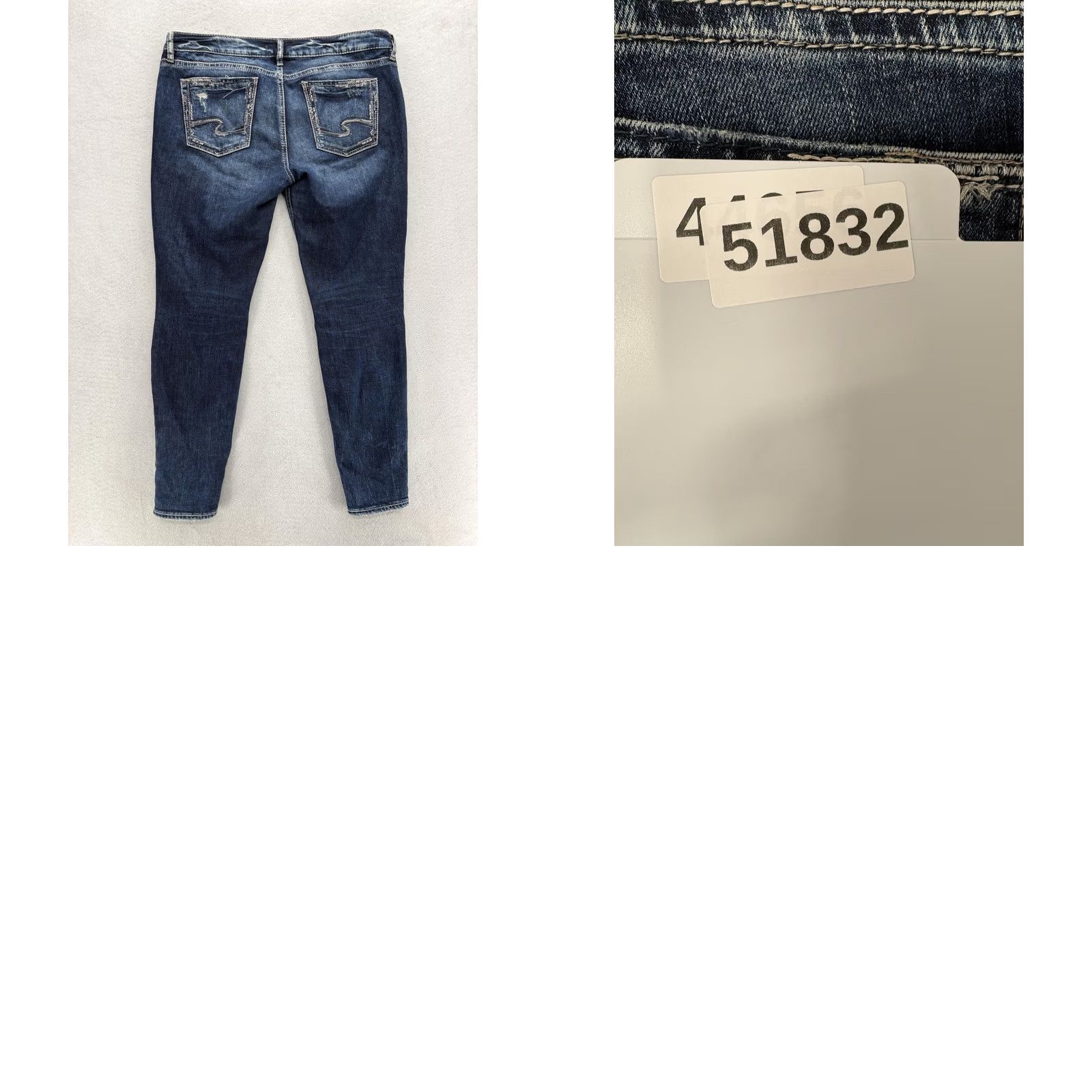 Silver Jeans Co. Silver Jeans Elyse Skinny Womens 31x29 Blue Wash Mid Rise Distressed Grunge Y2K Size 24" / US 00 / IT 34 - 9 Thumbnail