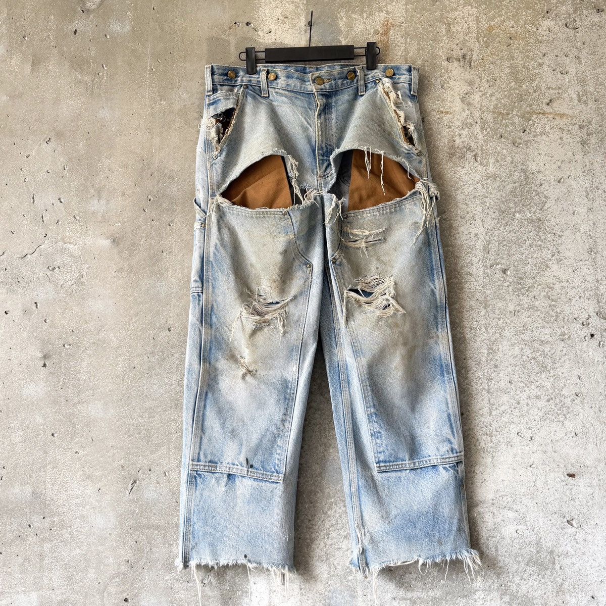 Carhartt Vintage THRASHED Carhartt Double Knee Denim Carpenter Pants Size US 34 / EU 50 - 2 Thumbnail