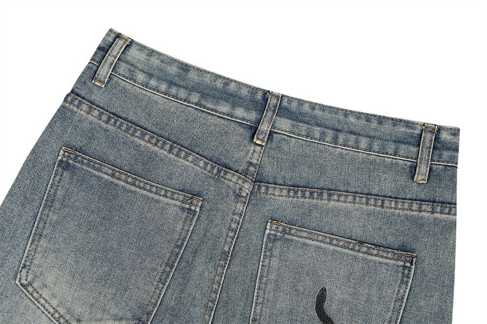 Jean American style washed distressed men's printed snake jeans Size US 32 / EU 48 - 2 Thumbnail