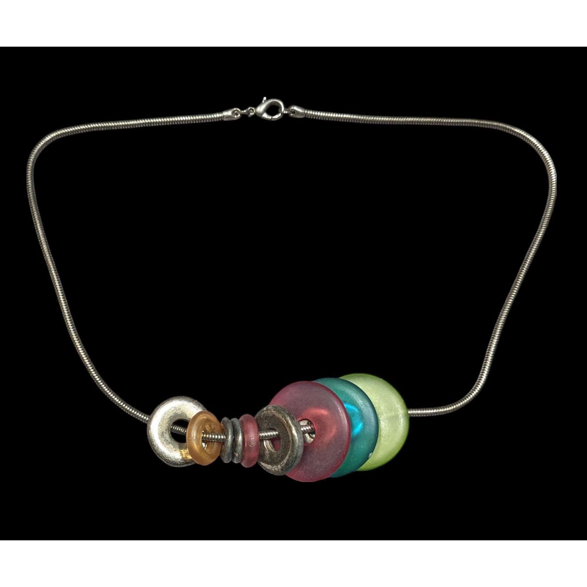 Other Rainbow And Silver Tone Slide Disc Charm Necklace Size ONE SIZE - 1 Thumbnail