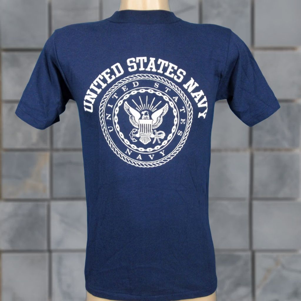 Vintage VINTAGE United States Navy T-Shirt XS Men Blue 80s 90s Paper Thin Artex Crew Neck Short Sleeve Deadstock Unisex Flock Print Size US XS / EU 42 / 0 - 1 Thumbnail