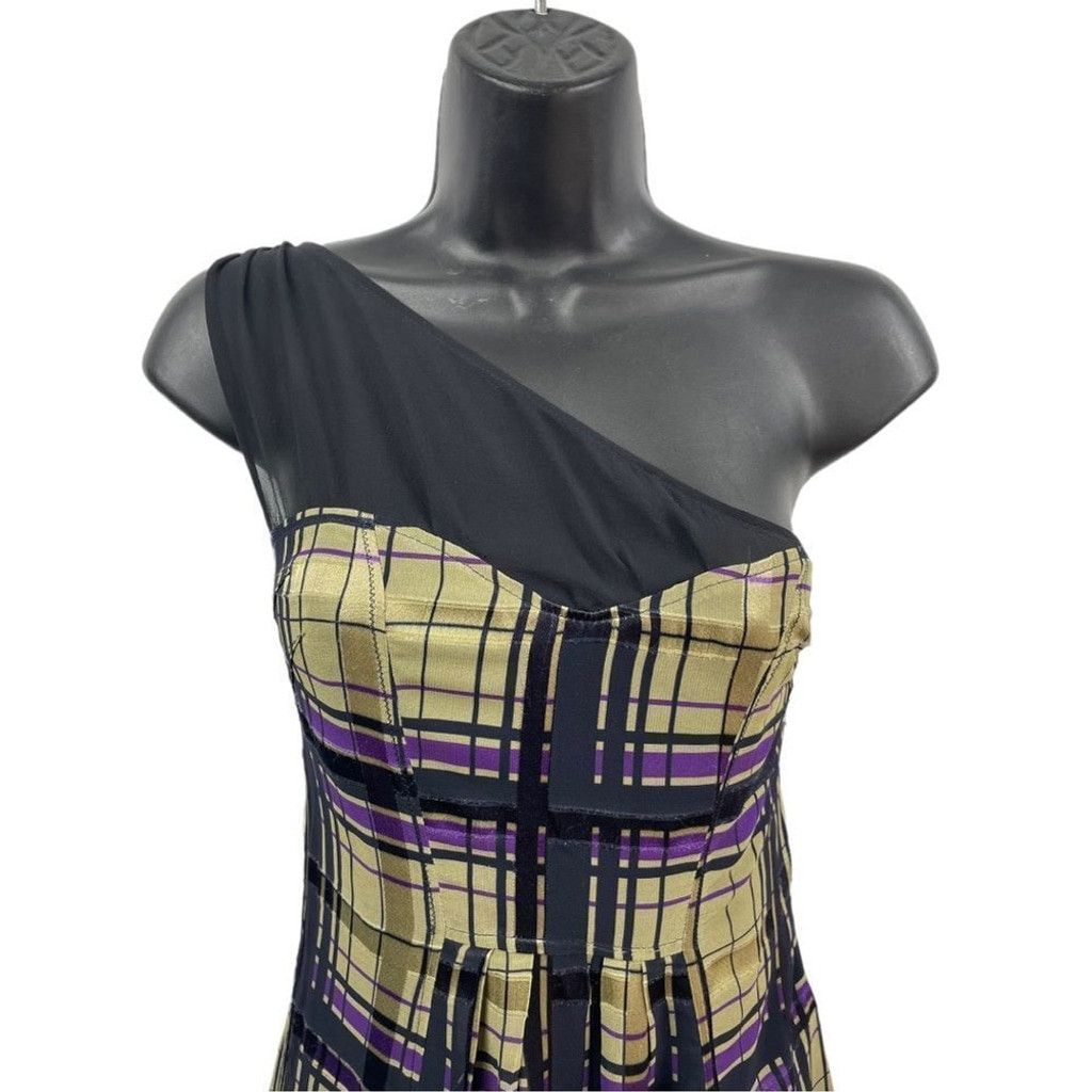 Costume National CNC Costume National Silk Tartan One Shoulder Dress 26/40 Size M / US 6-8 / IT 42-44 - 4 Thumbnail