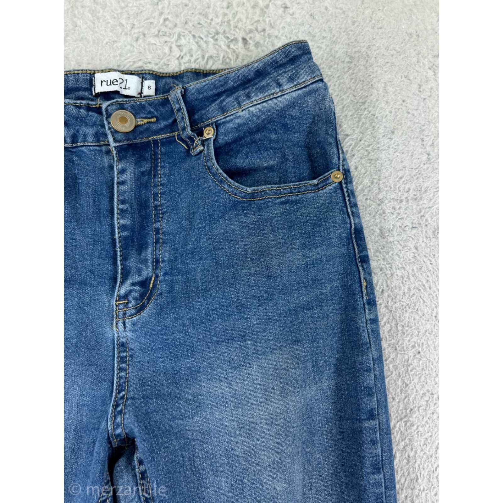 Vintage rue21 Jeans Women's Pants Flared Blue Denim 6 Cotton Blend Stretch Slim 5-Pocket Brand Size 28" / US 6 / IT 42 - 7 Thumbnail