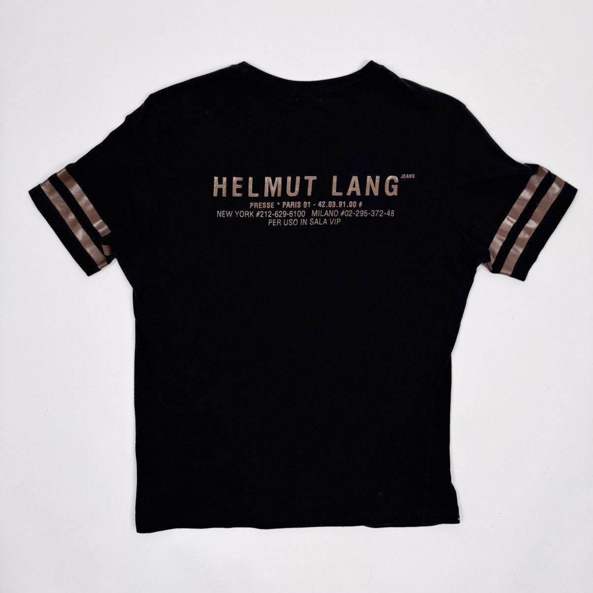Helmut Lang Helmut Lang 1996 Black Logo Print Backstage Press T-Shirt Size US M / EU 48-50 / 2 - 1 Thumbnail