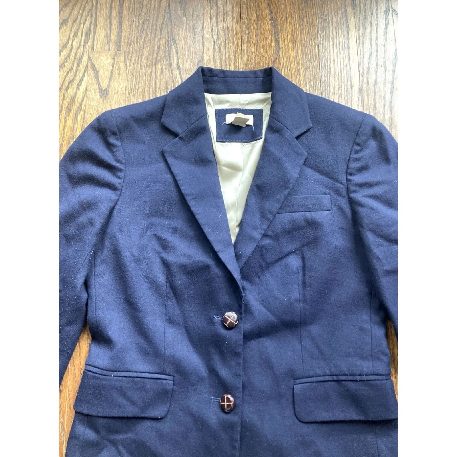 J.Crew J.CREW Womens Keating Blazer Size 00 Navy Blue Wool Blend Office Career Size XXS / US 00 / IT 34 - 4 Thumbnail