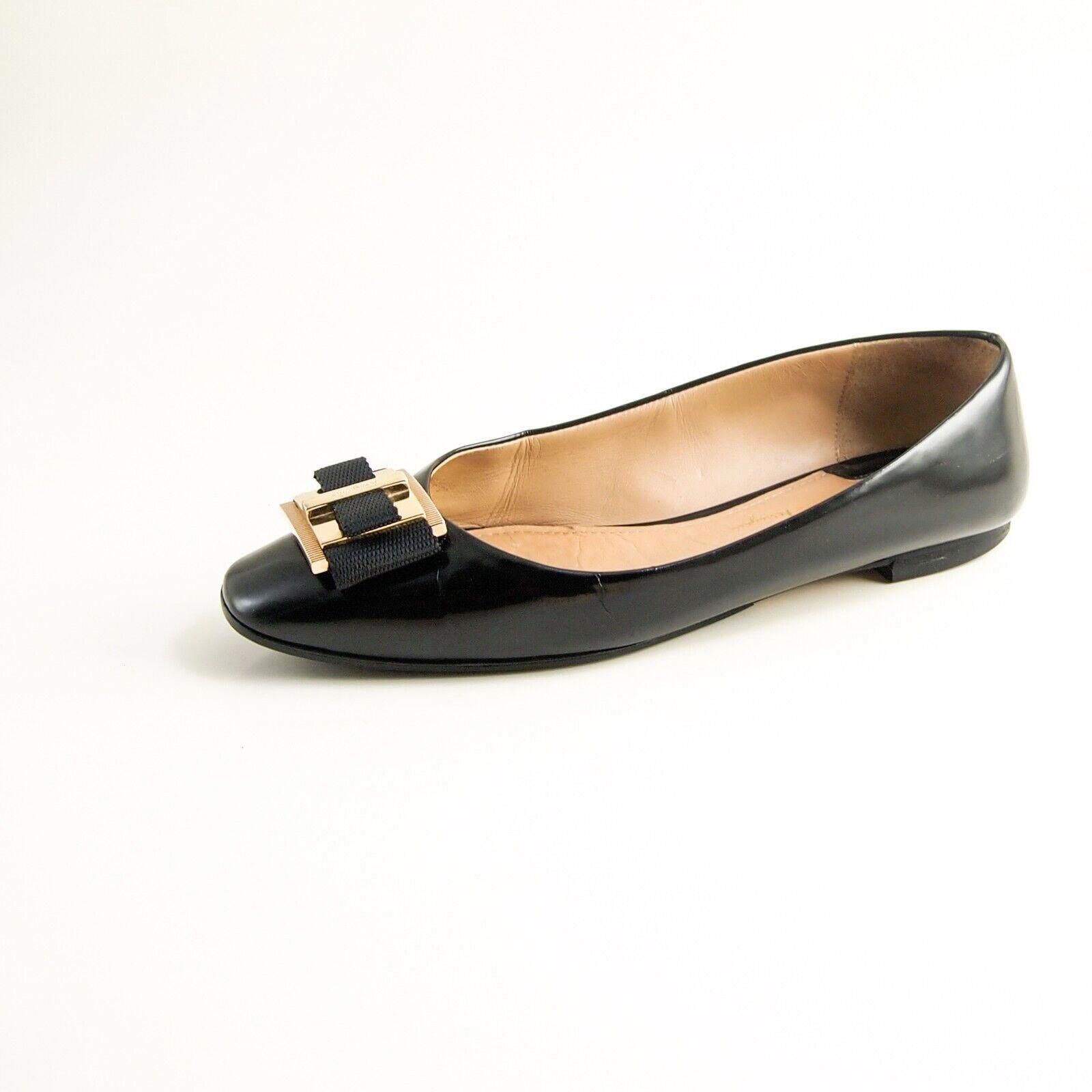 Salvatore Ferragamo Ferragamo Vara Flats Black Leather EU 38.5 US 8 D Size US 8 / IT 38 - 2 Thumbnail