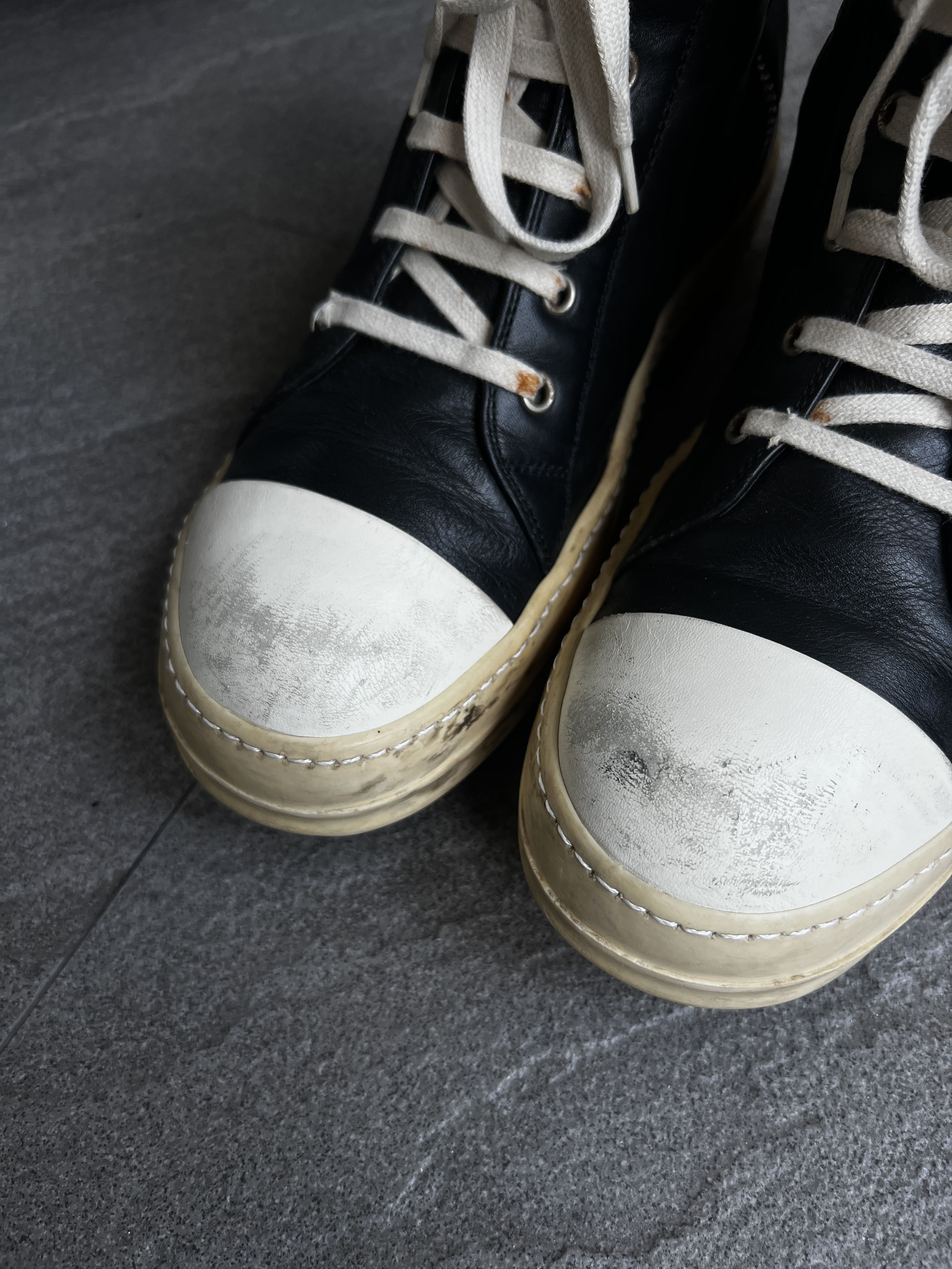 Rick Owens Rick Owens Ramones High Black Milk EU41 Size US 8 / EU 41 - 5 Thumbnail