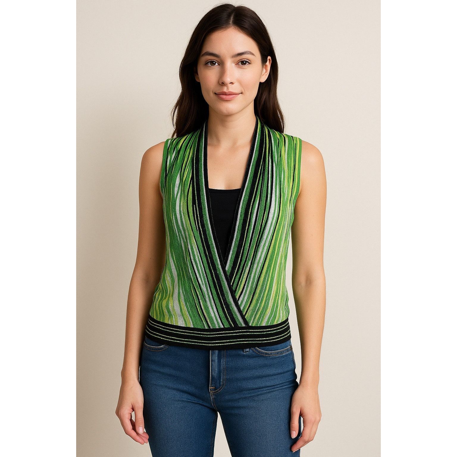 Other Y2K Boho Chic Striped Green Sequin Vest Top INC S Size US S / EU 44-46 / 1 - 1 Thumbnail