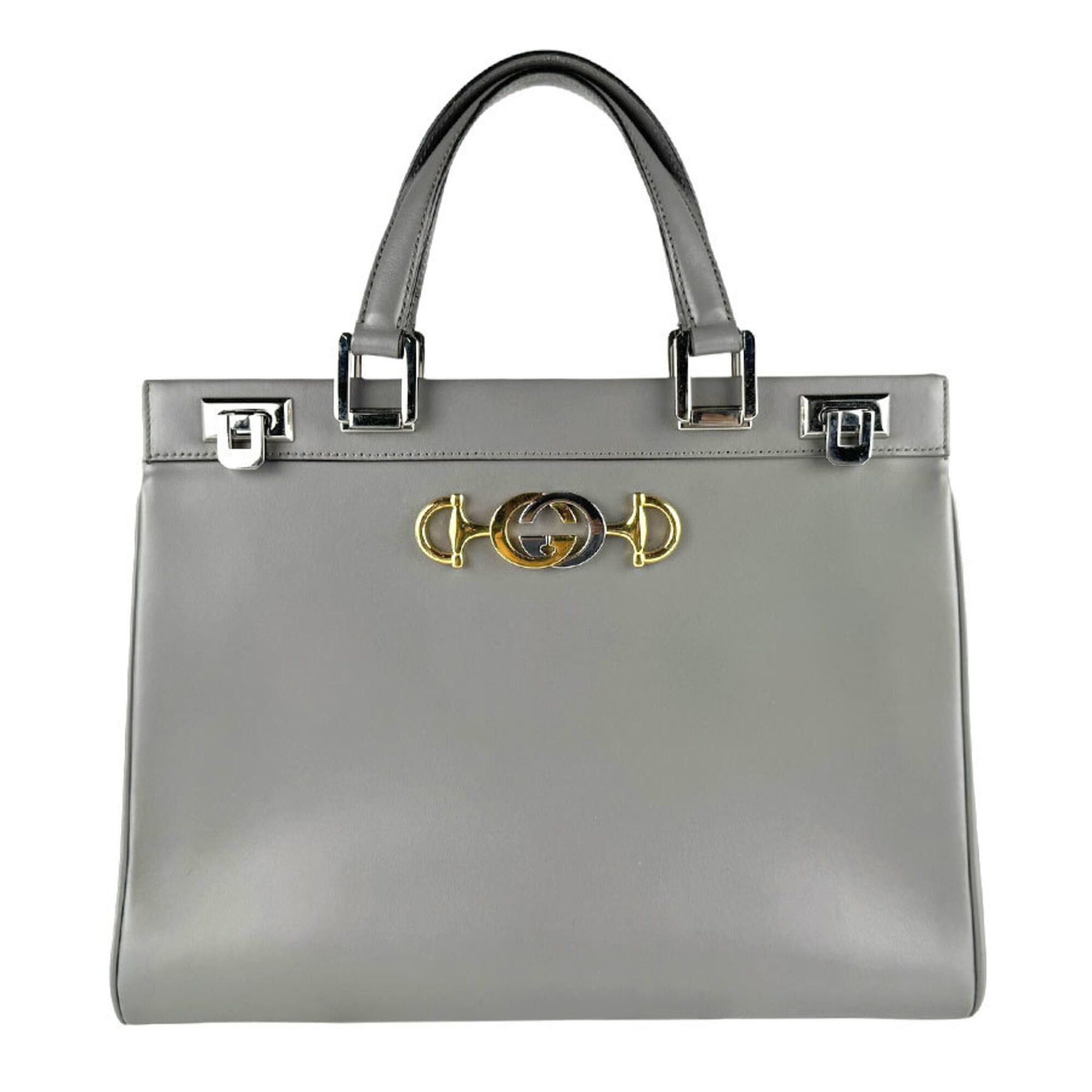 Gucci Gucci Zumi Leather Handbag/Shoulder Bag, Gray, Women's, 564714 z9799 Size ONE SIZE - 1 Thumbnail