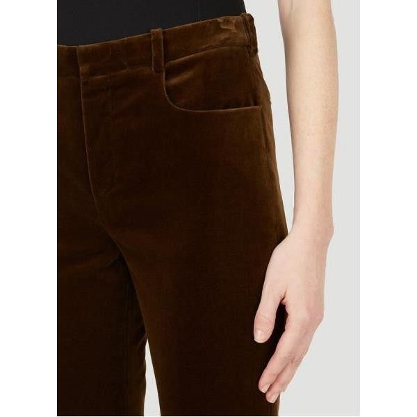 oc11z10524 Velvet High-Rise Flared Pants in Brown
