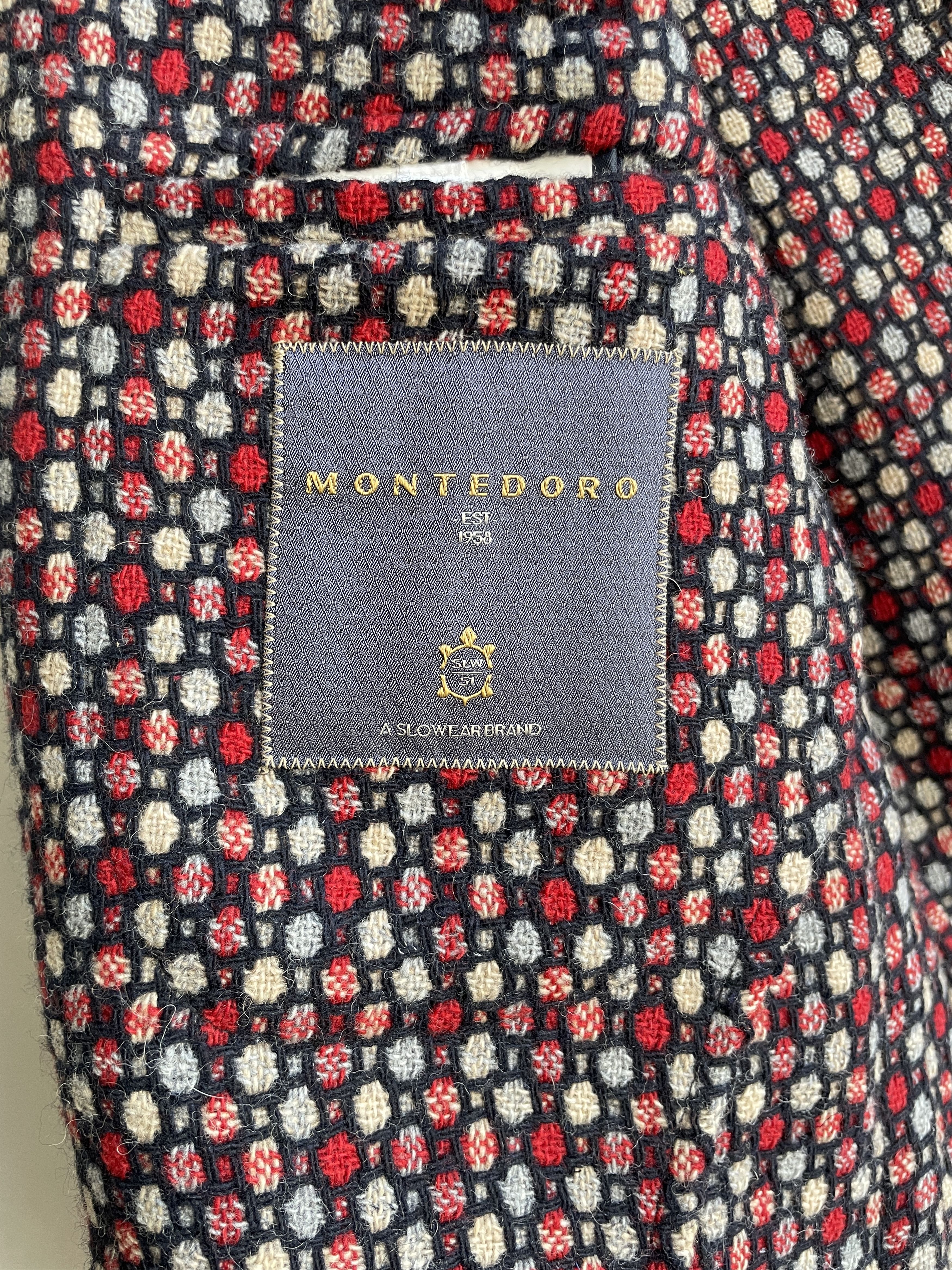 Slowear Montedoro Wool Blend Unstructured Textured Geometric Blazer Size 34R - 9 Thumbnail