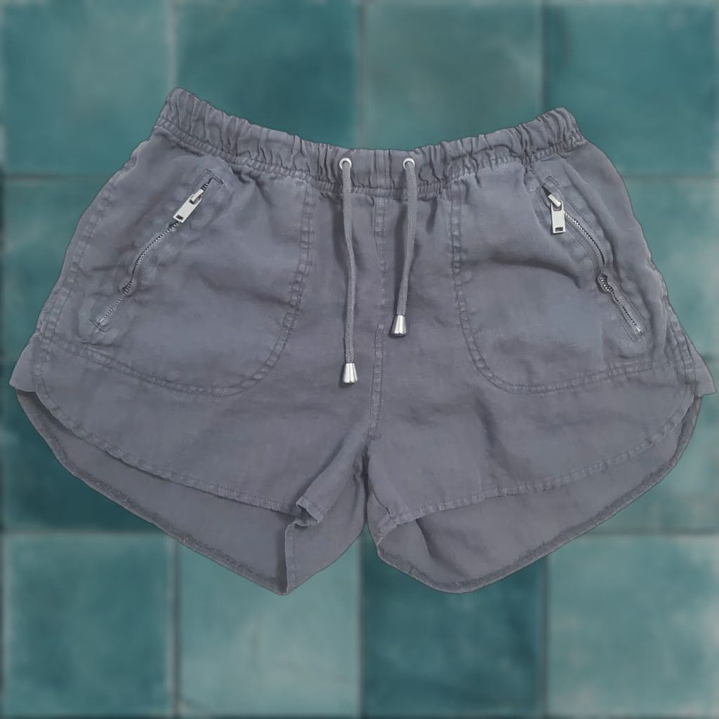 Vintage VINTAGE BLANKNYC Shorts Women 27 Gray Linen Pull On Drawstring Zip Pockets Beach Coastal Size 27" / US 4 / IT 40 - 1 Thumbnail