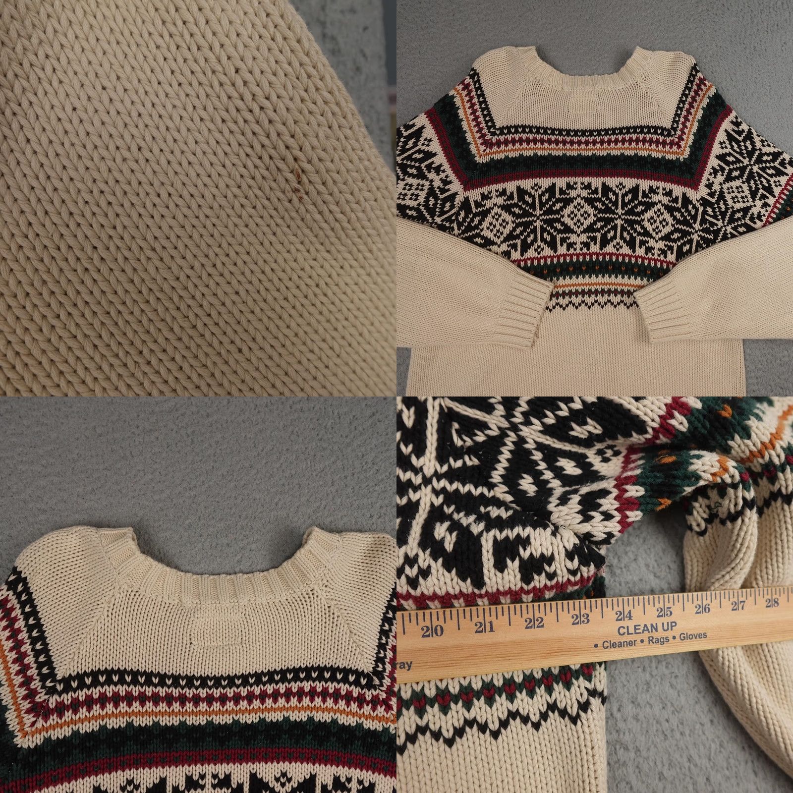 Tommy Hilfiger VINTAGE Tommy Hilfiger Sweater Mens XL Cream Fair Isle Snowflake Cable Knit Crewneck 90s Size US XL / EU 56 / 4 - 8 Thumbnail