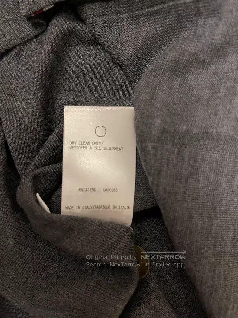 Thom Browne Gray four-stripe wool cardigan