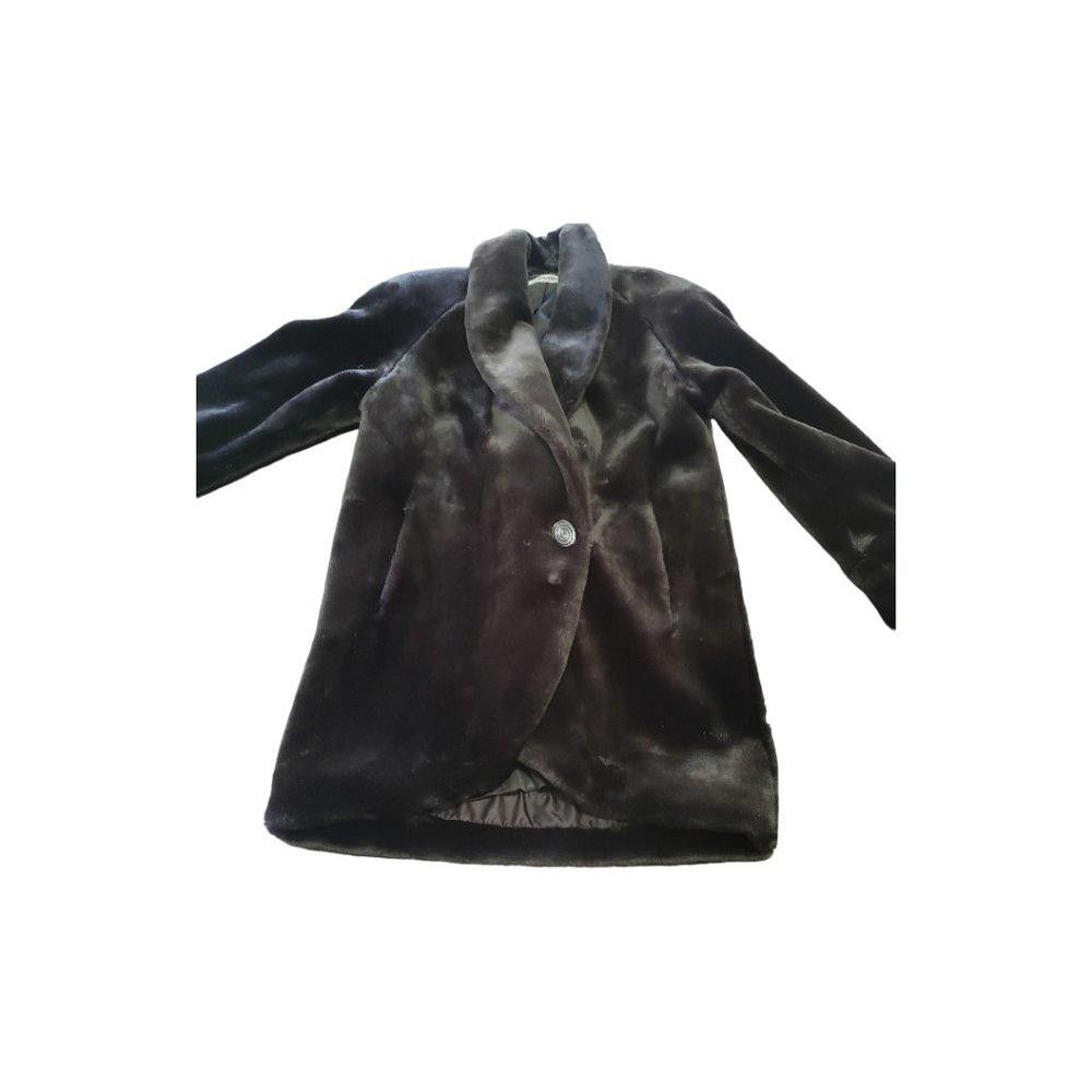 Designer Donny Brook Ladies Vintage Black Faux Fur Coat XS Size XS / US 0-2 / IT 36-38 - 1 Thumbnail
