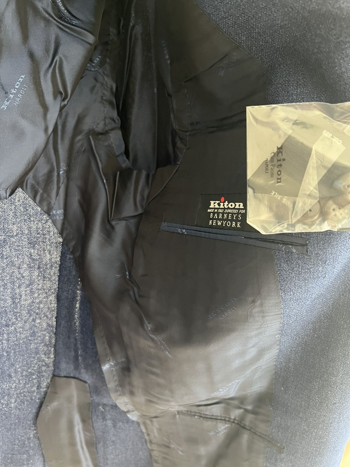Barneys New York × Kiton Kiton Men’s 38R 48 IT Navy Blue Silk Cashmere Linen Blazer Size 38R - 4 Thumbnail