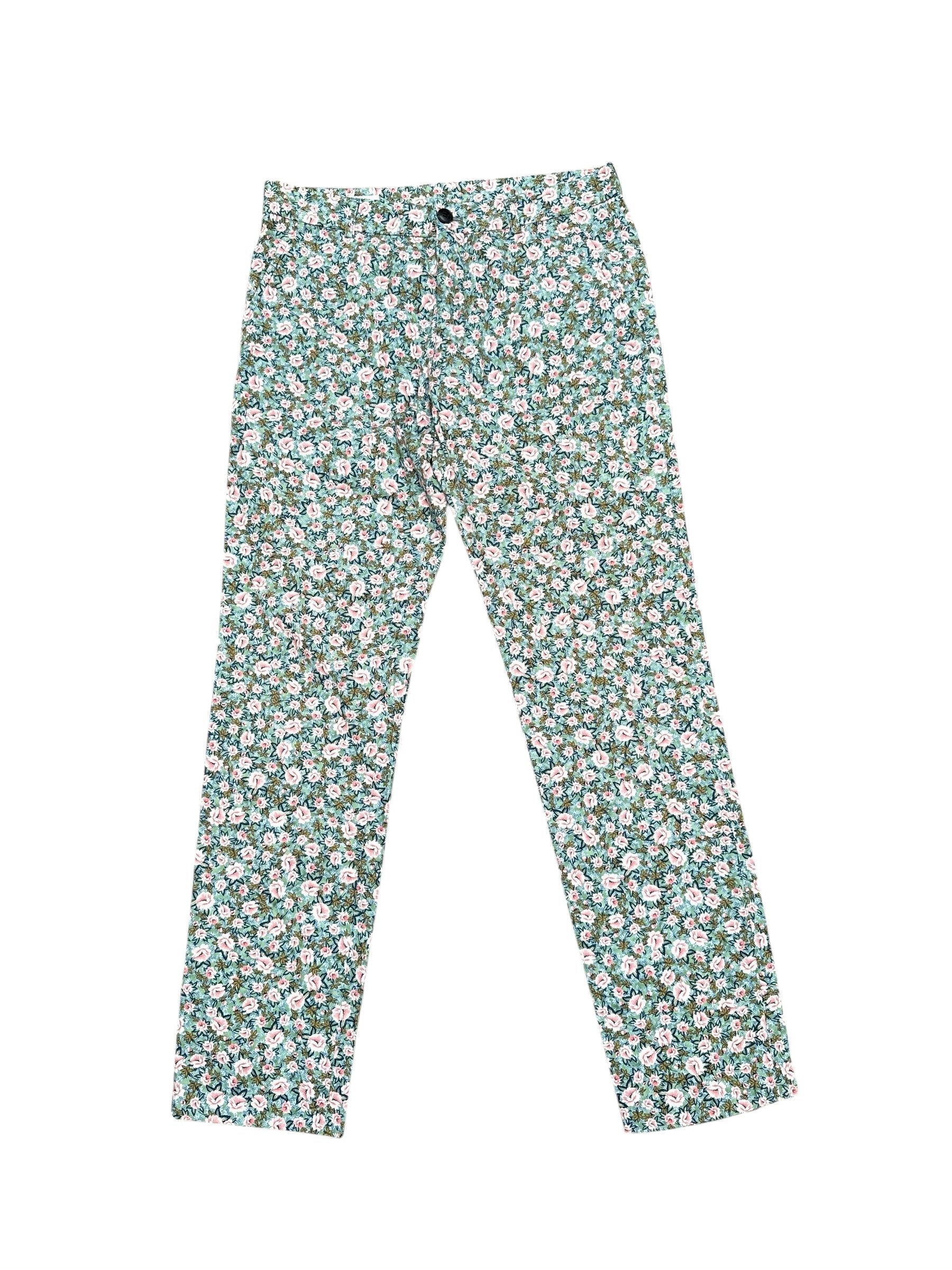 Dries Van Noten Slim Fit Floral Cotton Pants Size US 31 - 1 Thumbnail