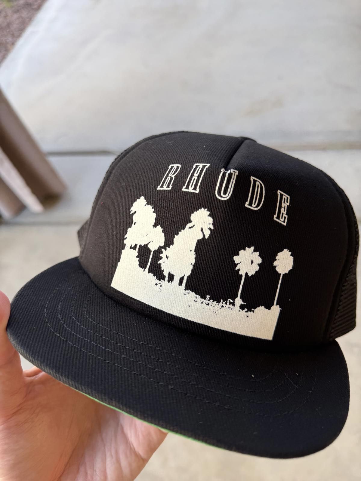 Rhude Rhude Thousand Palms Trucker Hat Black Snapback Mesh Cap Size ONE SIZE - 4 Thumbnail