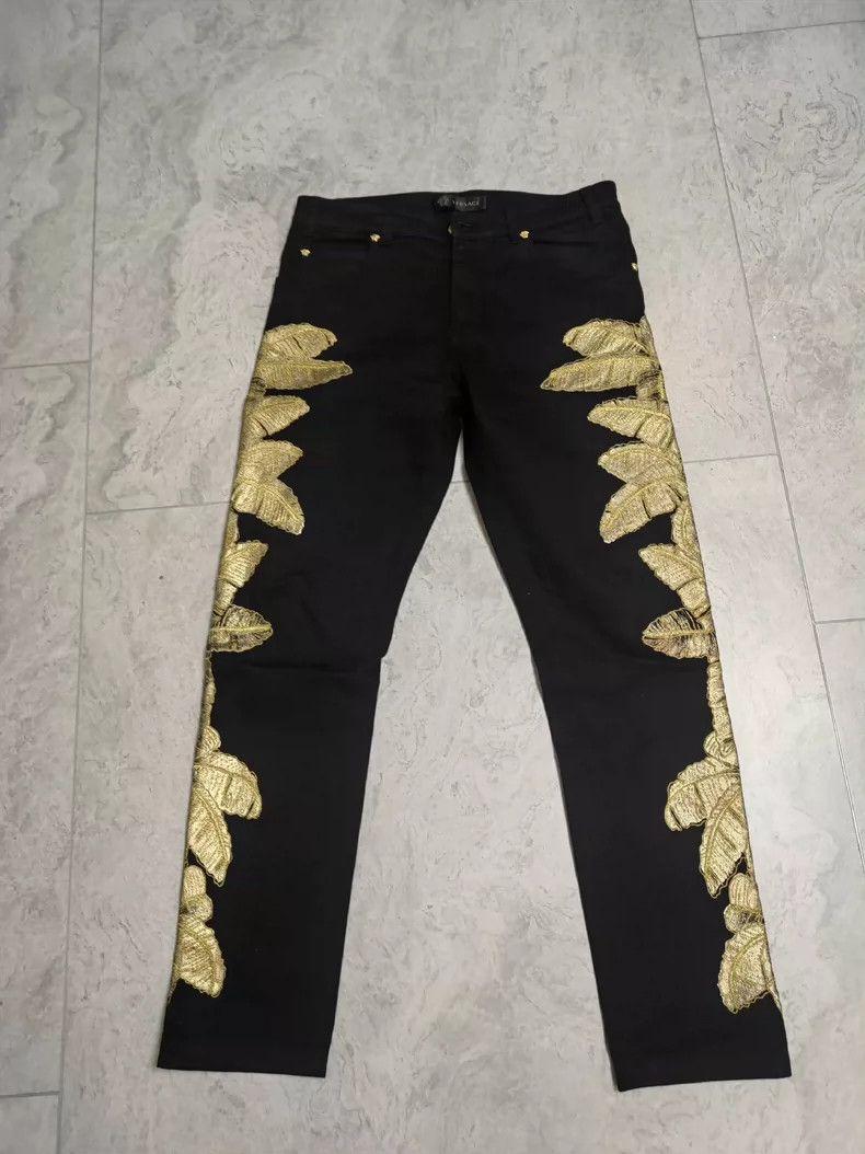 Versace Versace Gold embroidered jeans Size US 31 - 1 Thumbnail