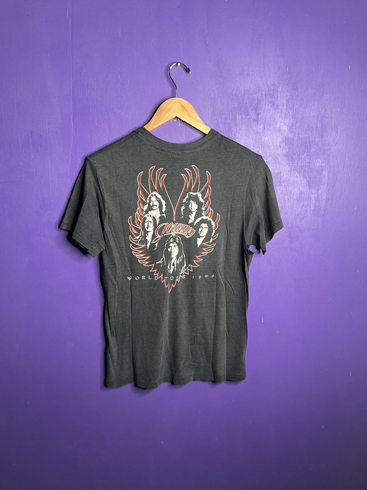 Band Tees × Vintage Vintage 1980 Journey world tour faded t-shirt Size US M / EU 48-50 / 2 - 2 Thumbnail